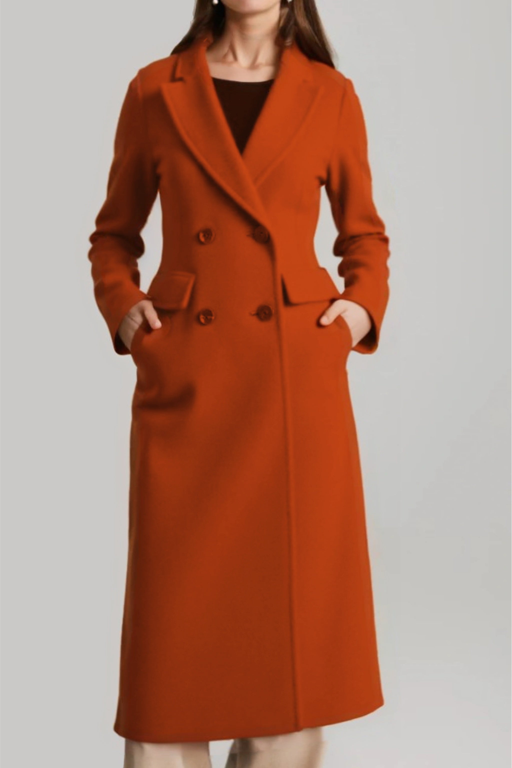 Merinosnug Women's Australian Wool Double-Breasted Long Coat