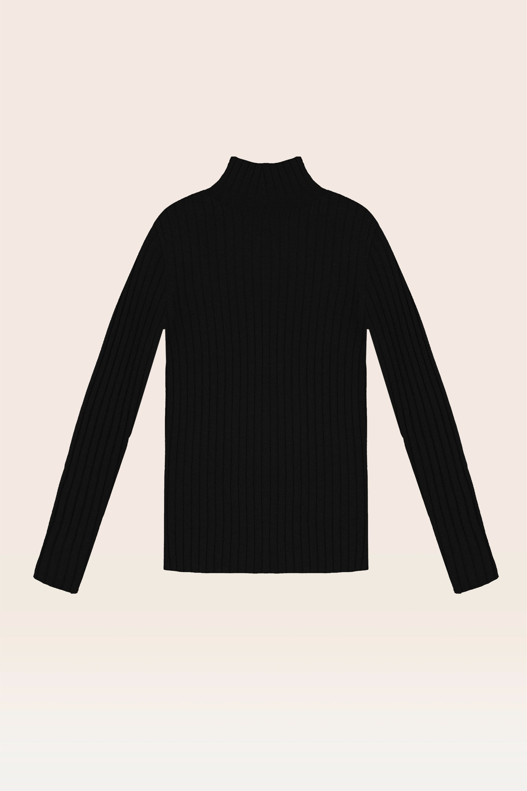 Thick Rib High Neck Long Sleeve Pullover