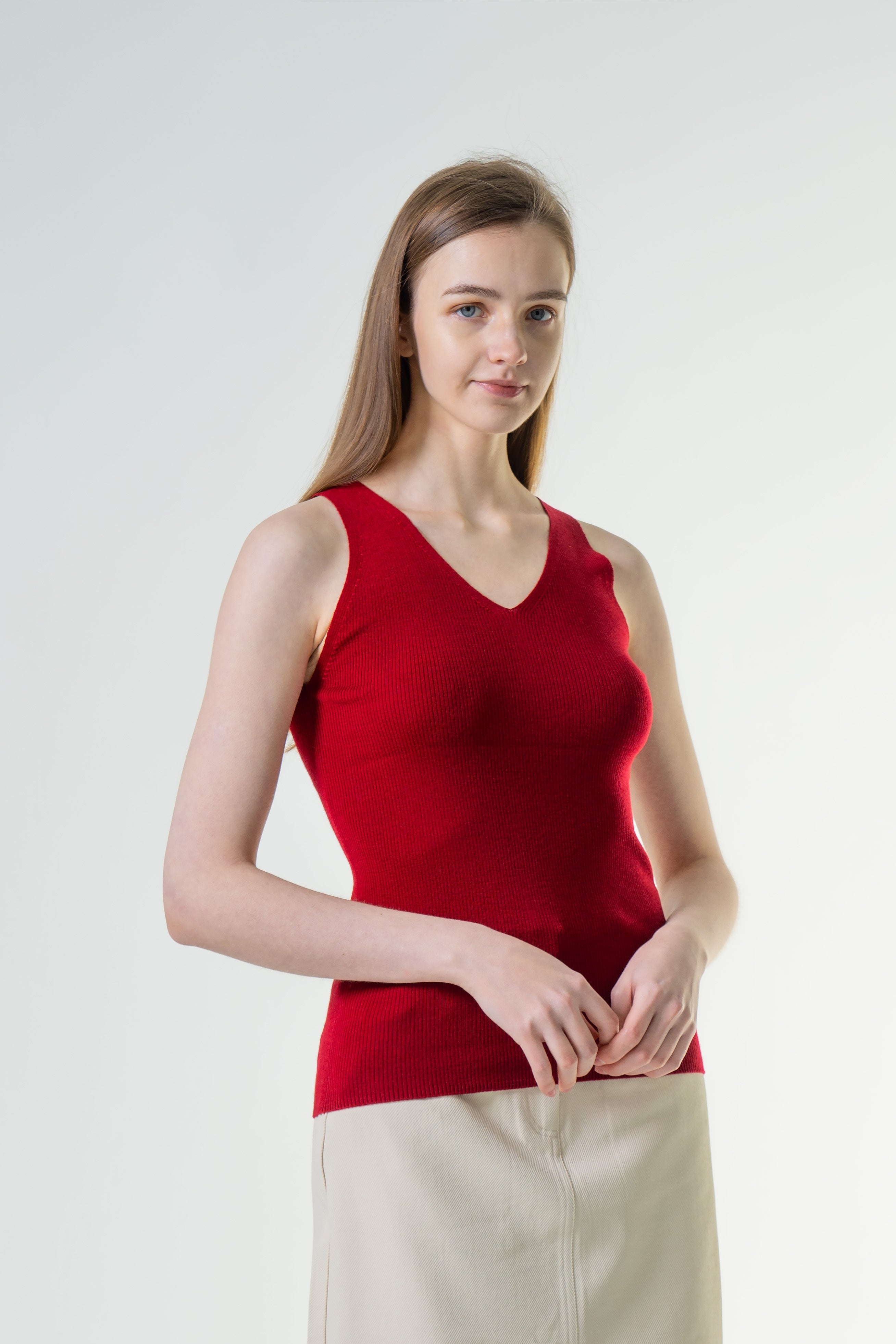 Merino V-Neck Sleeveless Top