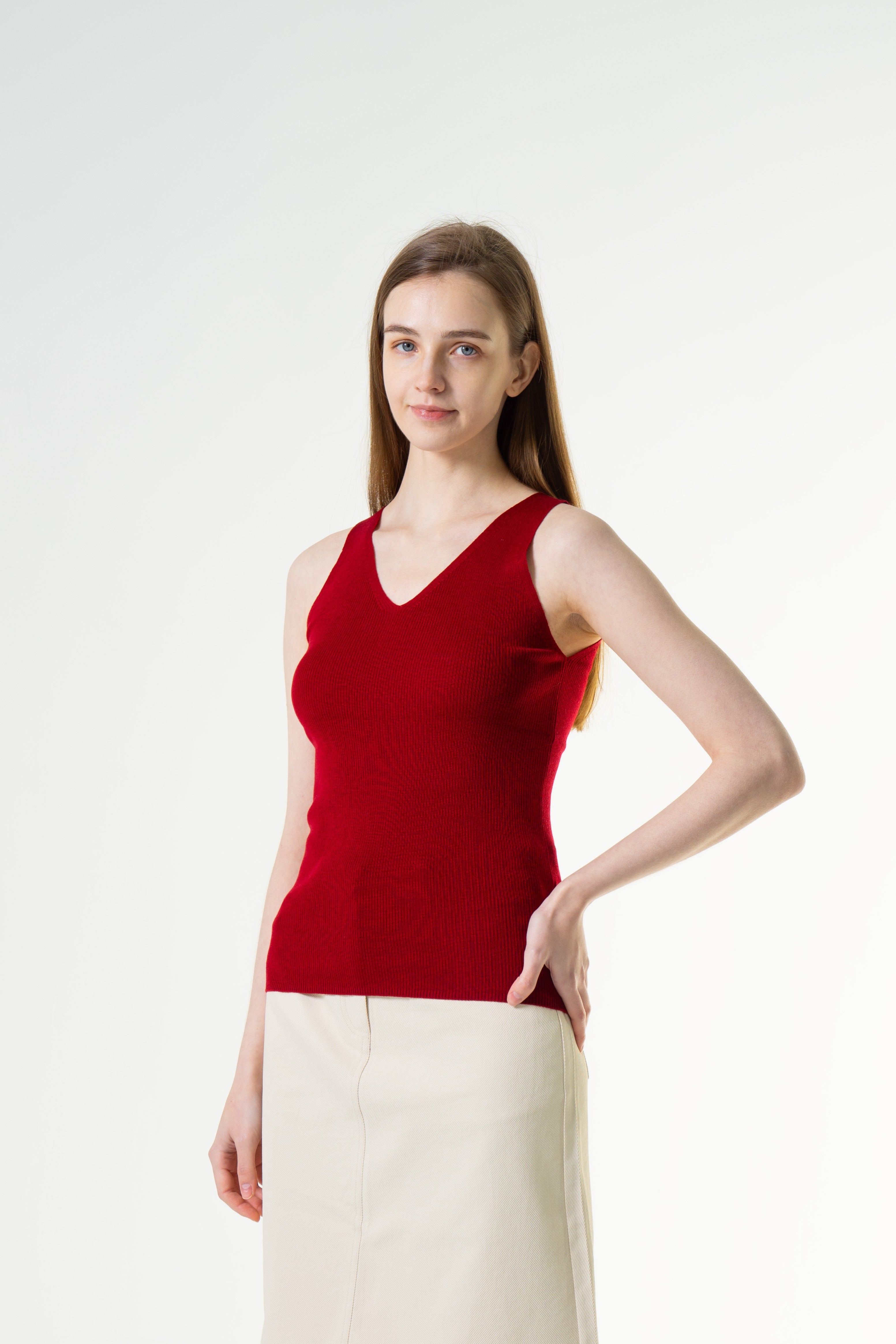 Merino V-Neck Sleeveless Top