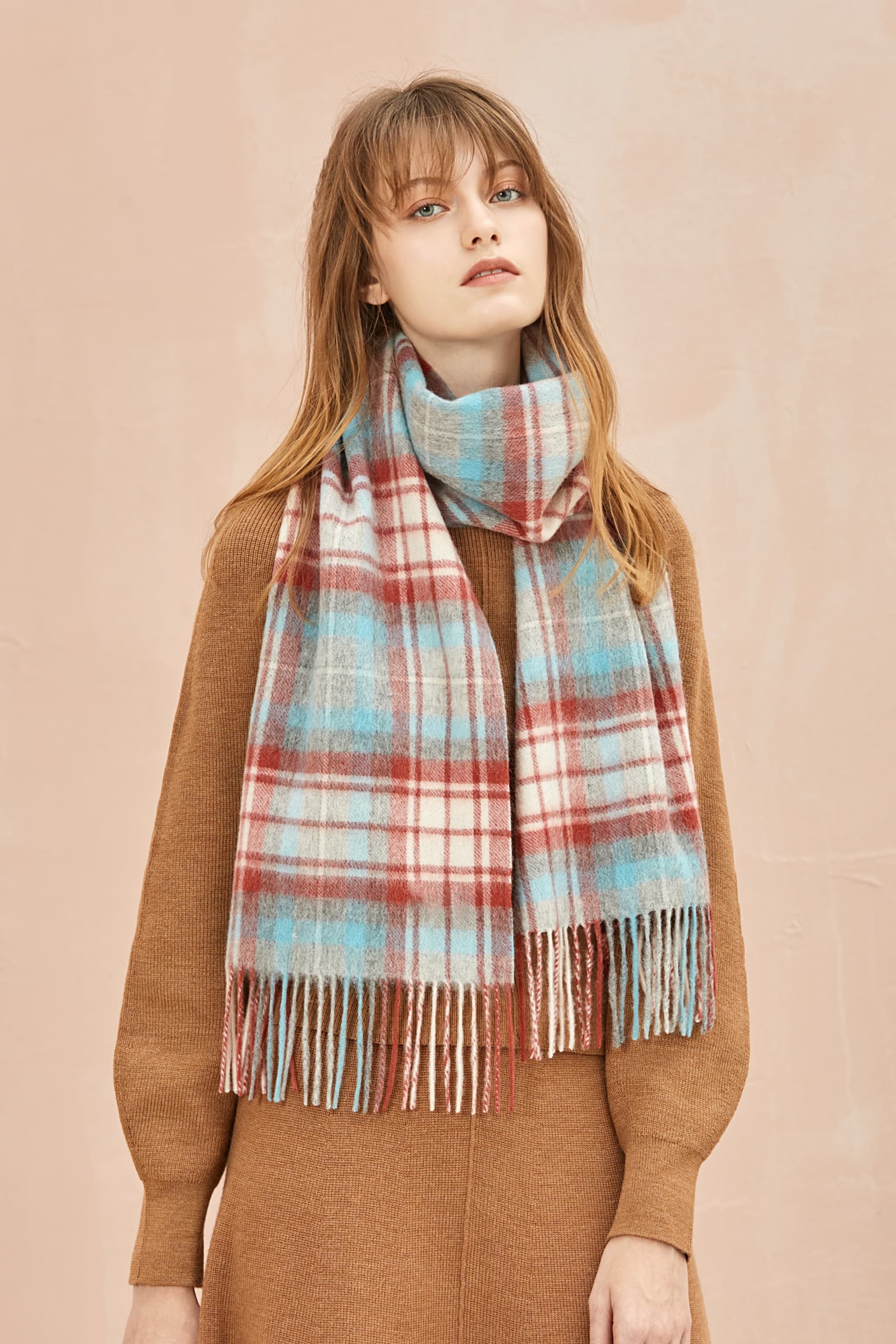 Merinosnug Australian-Made Checked Wool Woven Scarf – 90% Merino, 10% Alpaca