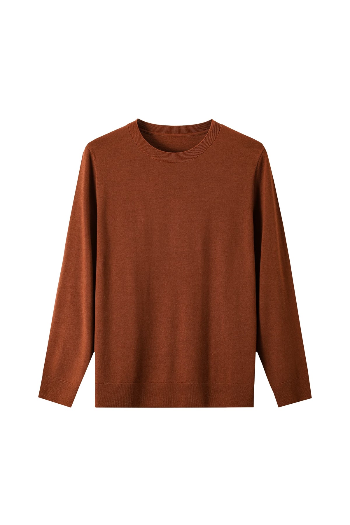 100% Fine Wool Long Sleeve Sweater – All-Season Essential Crewneck
