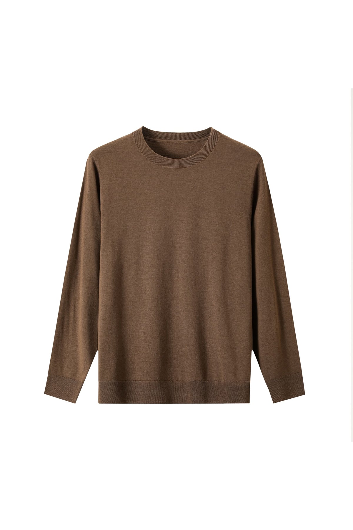 100% Fine Wool Long Sleeve Sweater – All-Season Essential Crewneck