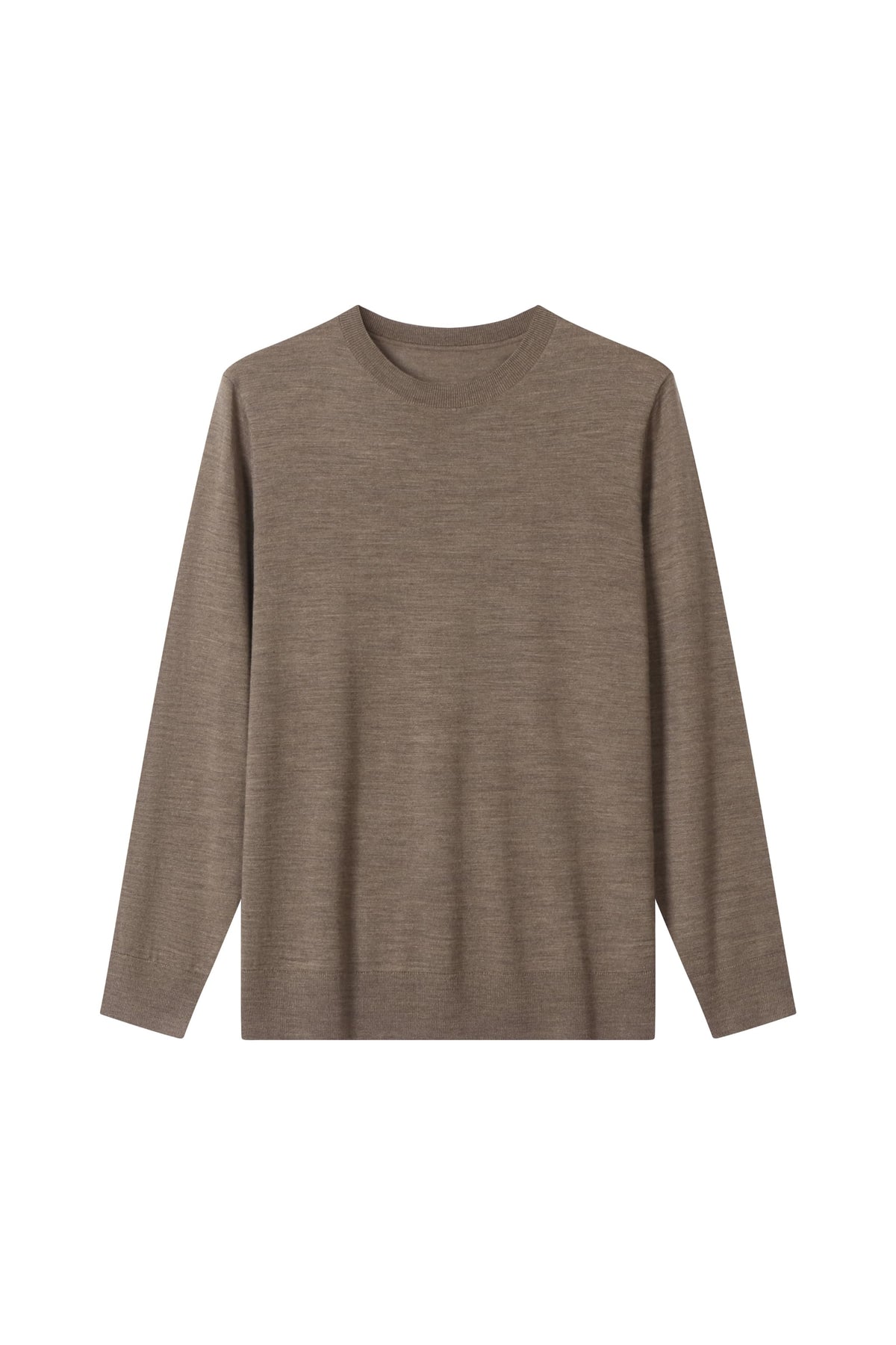 100% Fine Wool Long Sleeve Sweater – All-Season Essential Crewneck