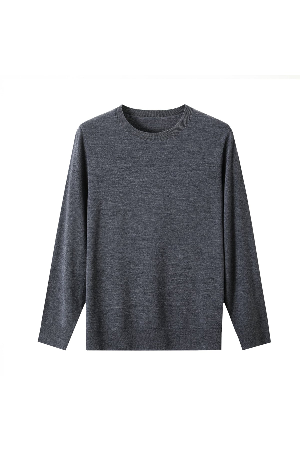 100% Fine Wool Long Sleeve Sweater – All-Season Essential Crewneck