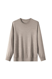 100% Fine Wool Long Sleeve Sweater – All-Season Essential Crewneck
