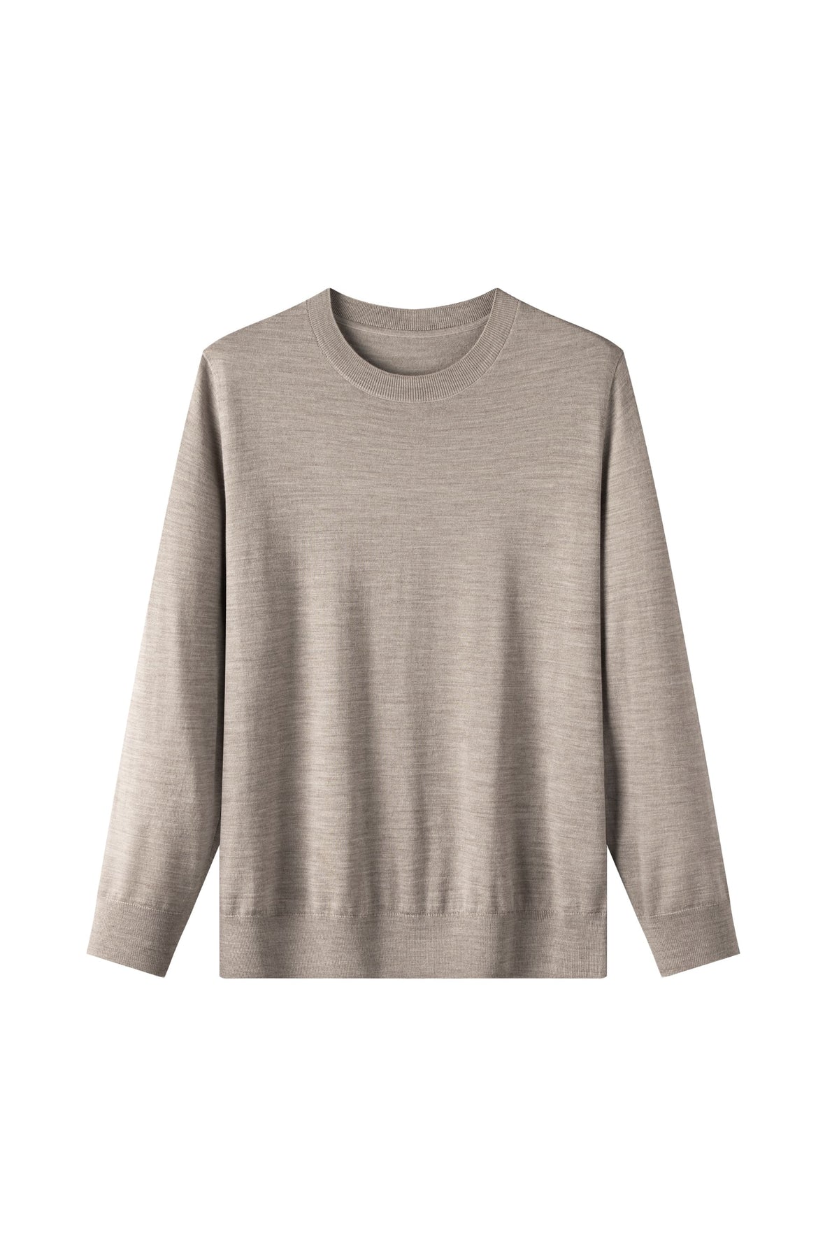 100% Fine Wool Long Sleeve Sweater – All-Season Essential Crewneck