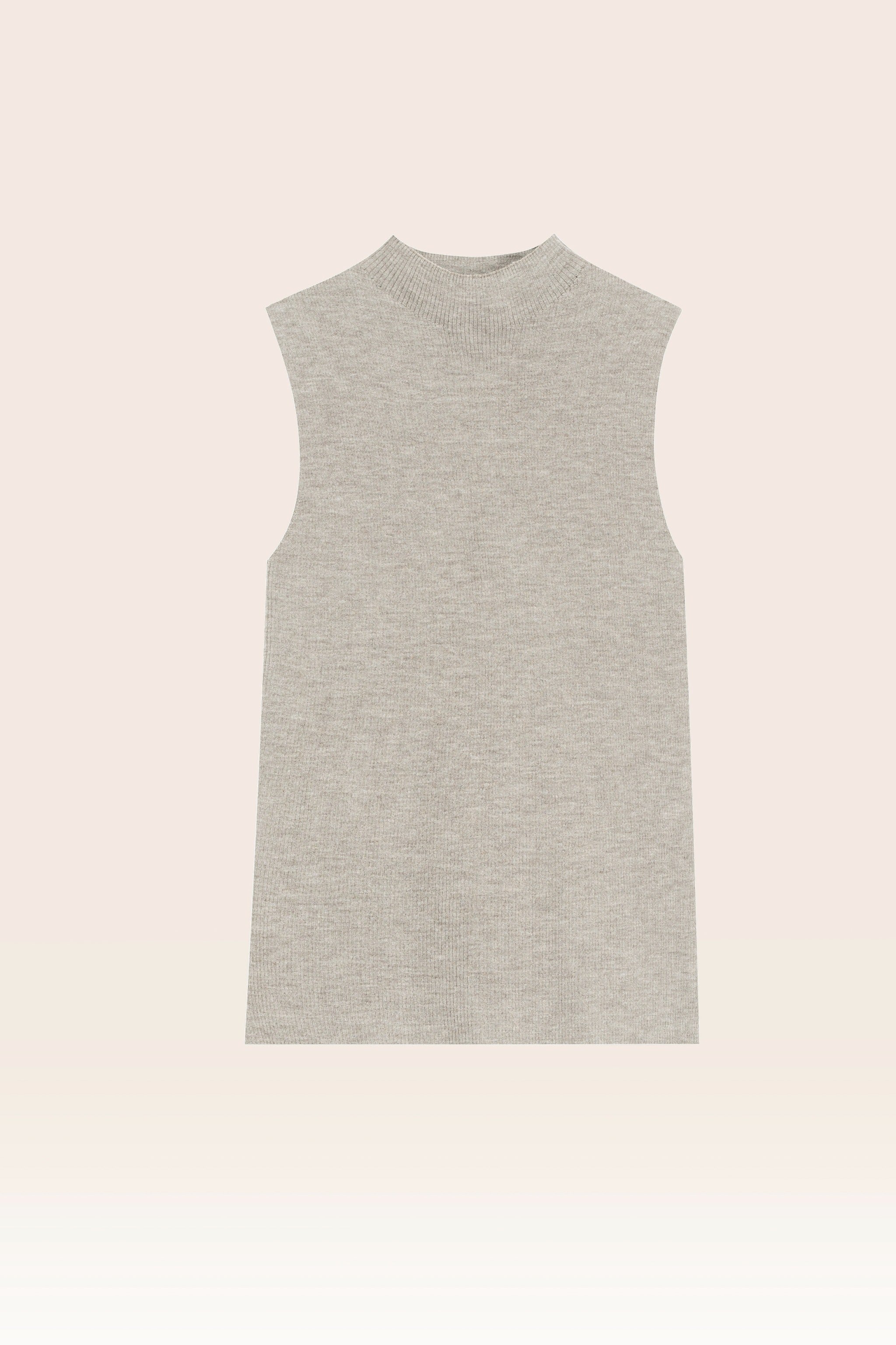 Teresa Tank Top – 100% Wool Super Fine High Neck Ribbed Tank Top