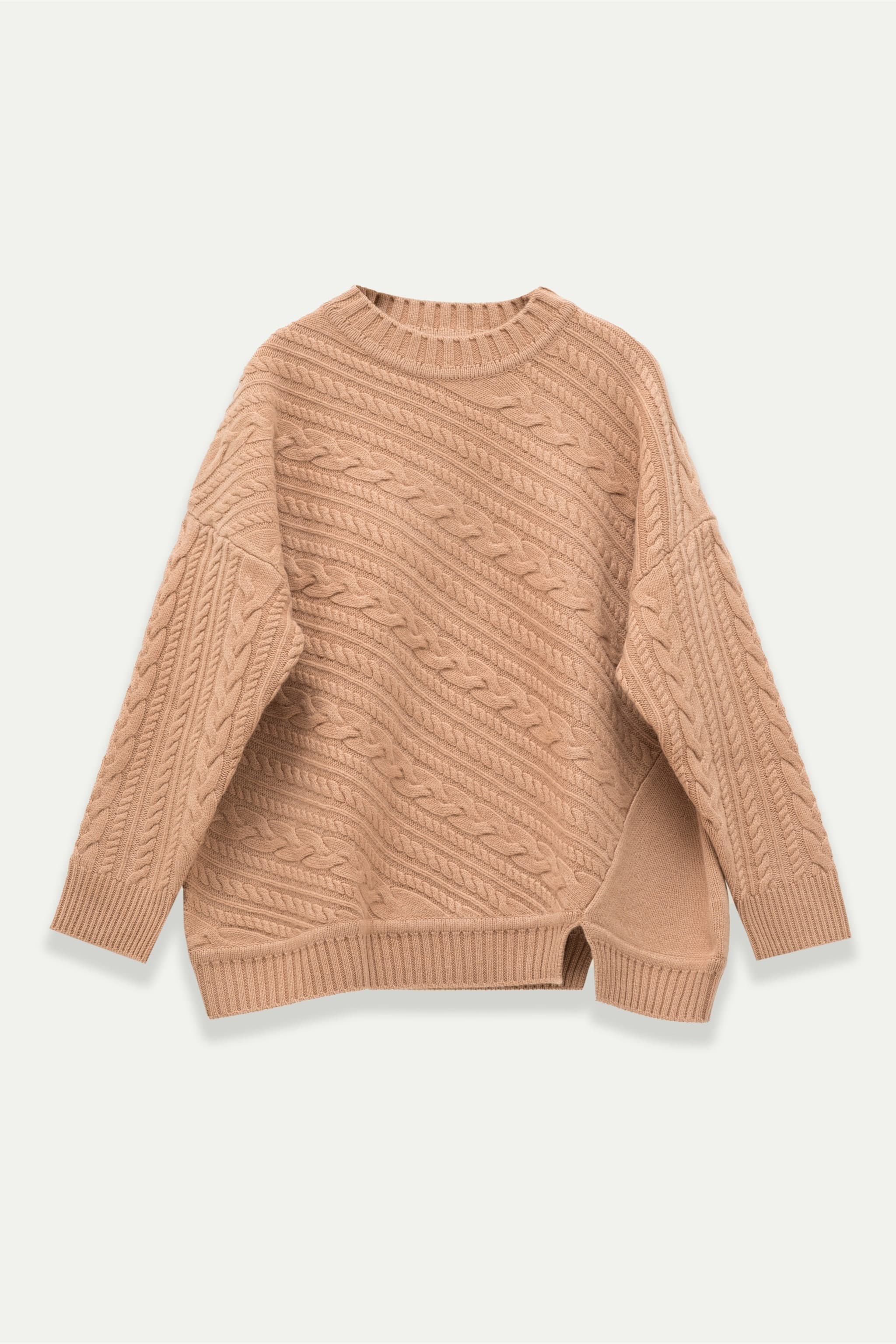 marno Camille knit　ベージュ Camille Sweater – 100% Merino Wool Cable Knit Crew – Merinoandco