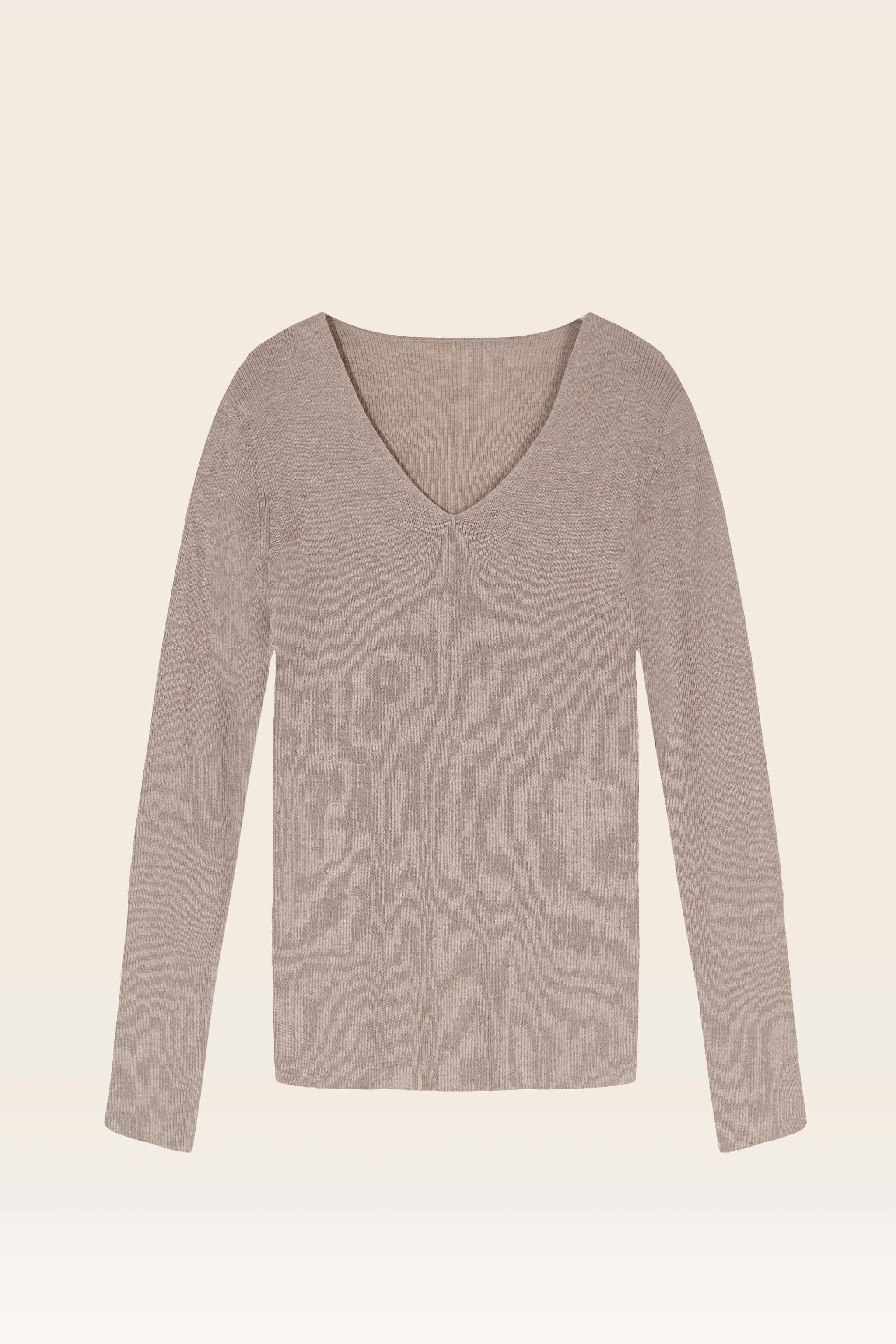 Victoria Pull Over Top – Merino Wool V-Neck Knit