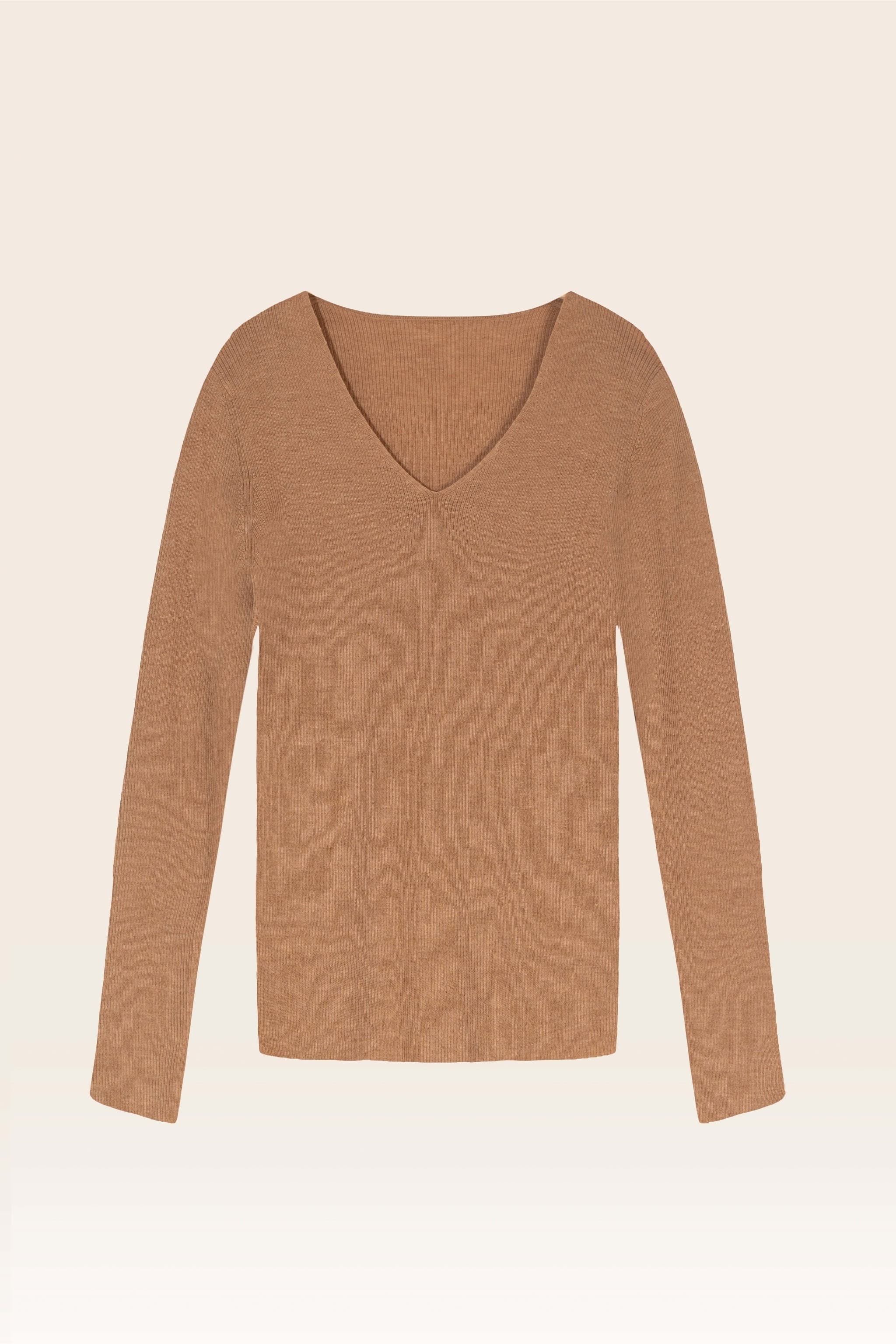 Victoria Pull Over Top – Merino Wool V-Neck Knit