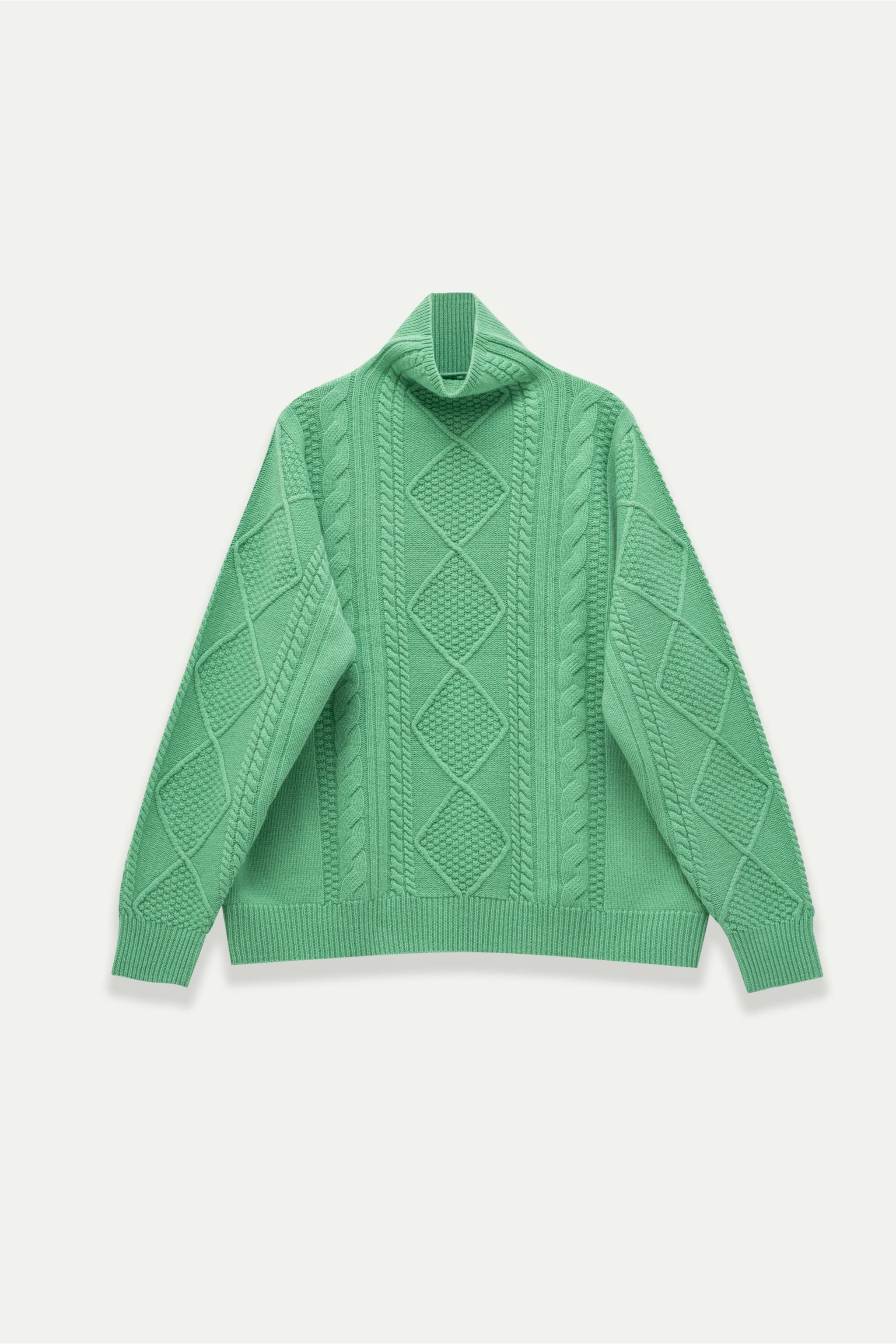 Daphne Sweater – 100% Wool Cable Knit High Neck