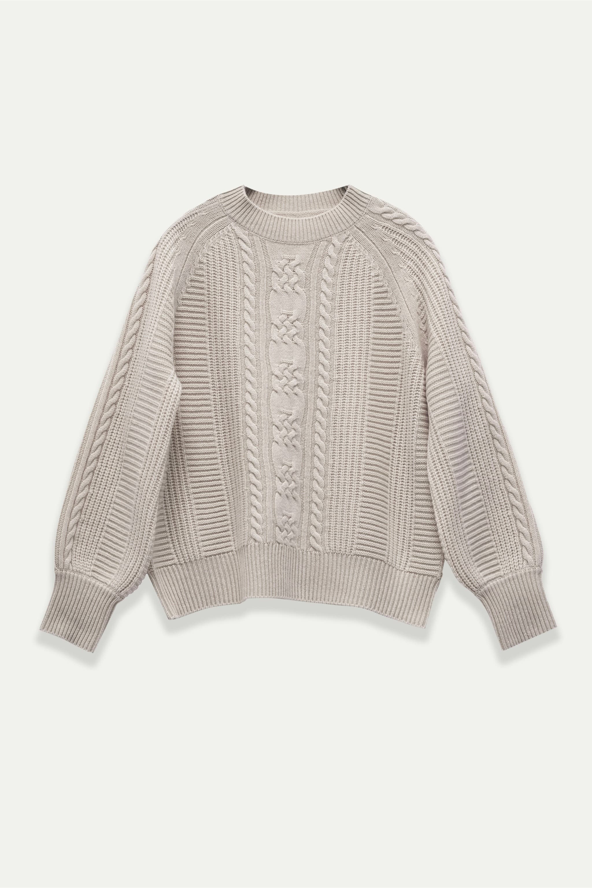 Caroline Sweater – 100% Wool Textured Cable Knit Crew