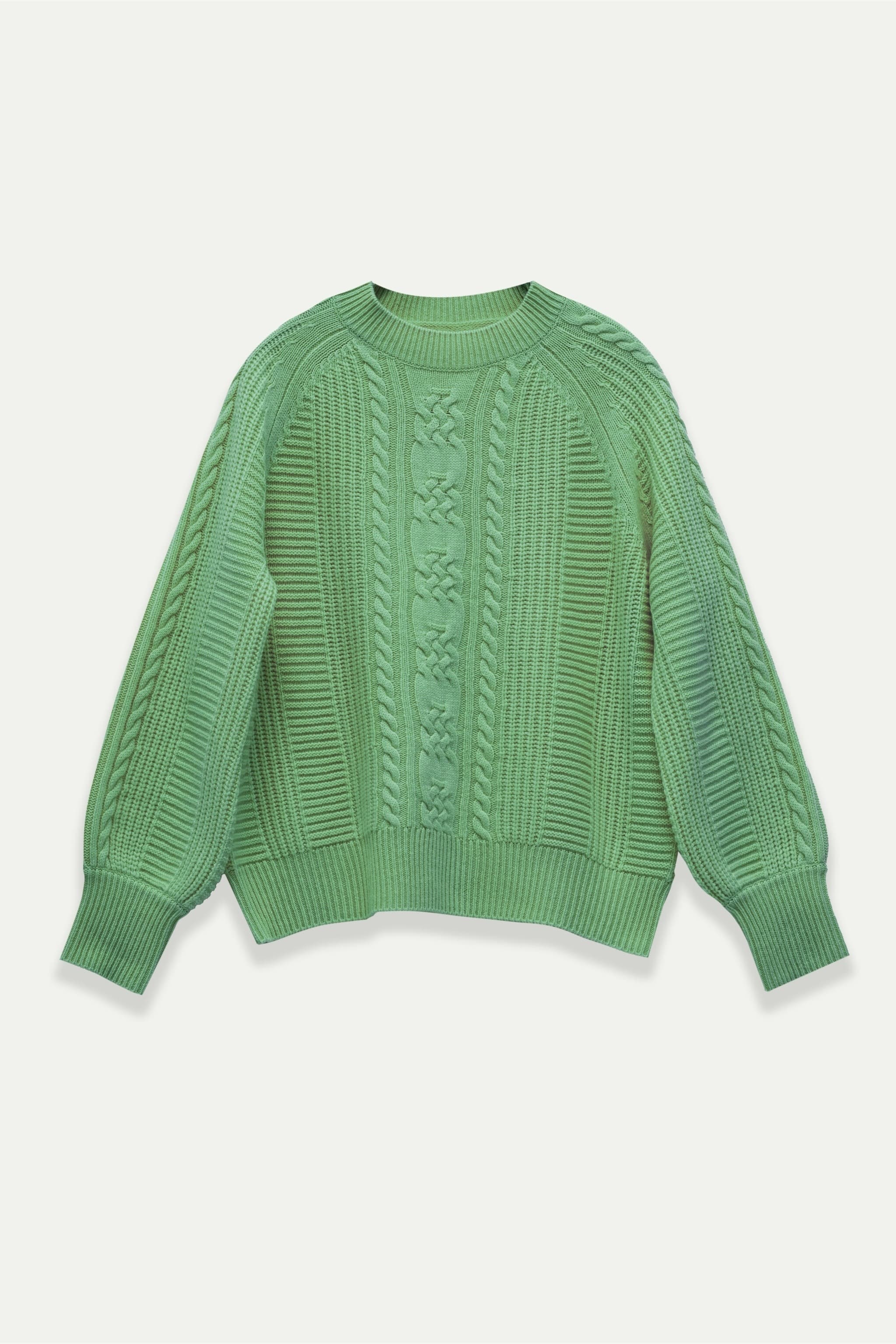 Caroline Sweater – 100% Wool Textured Cable Knit Crew