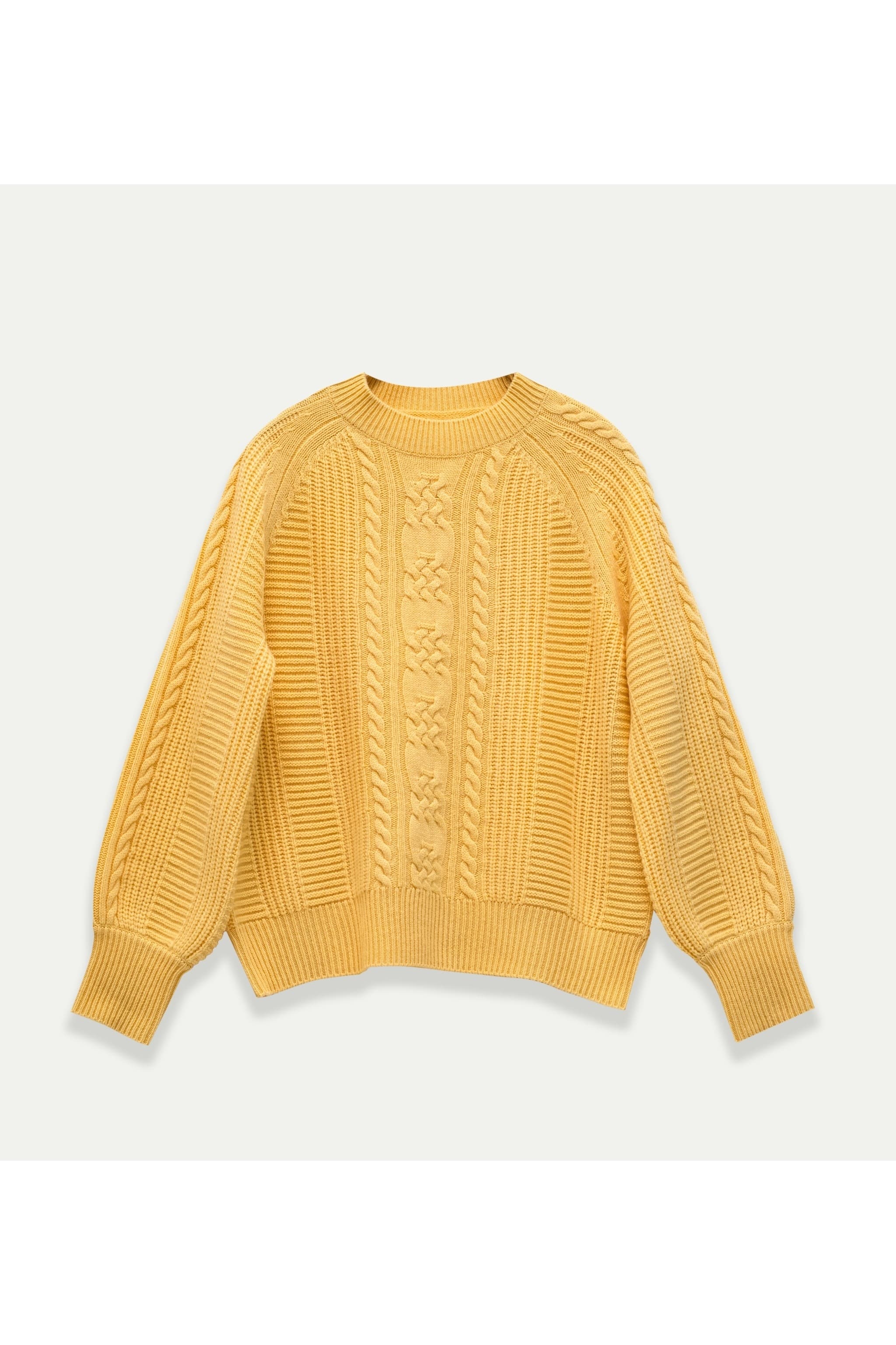 Caroline Sweater – 100% Wool Textured Cable Knit Crew