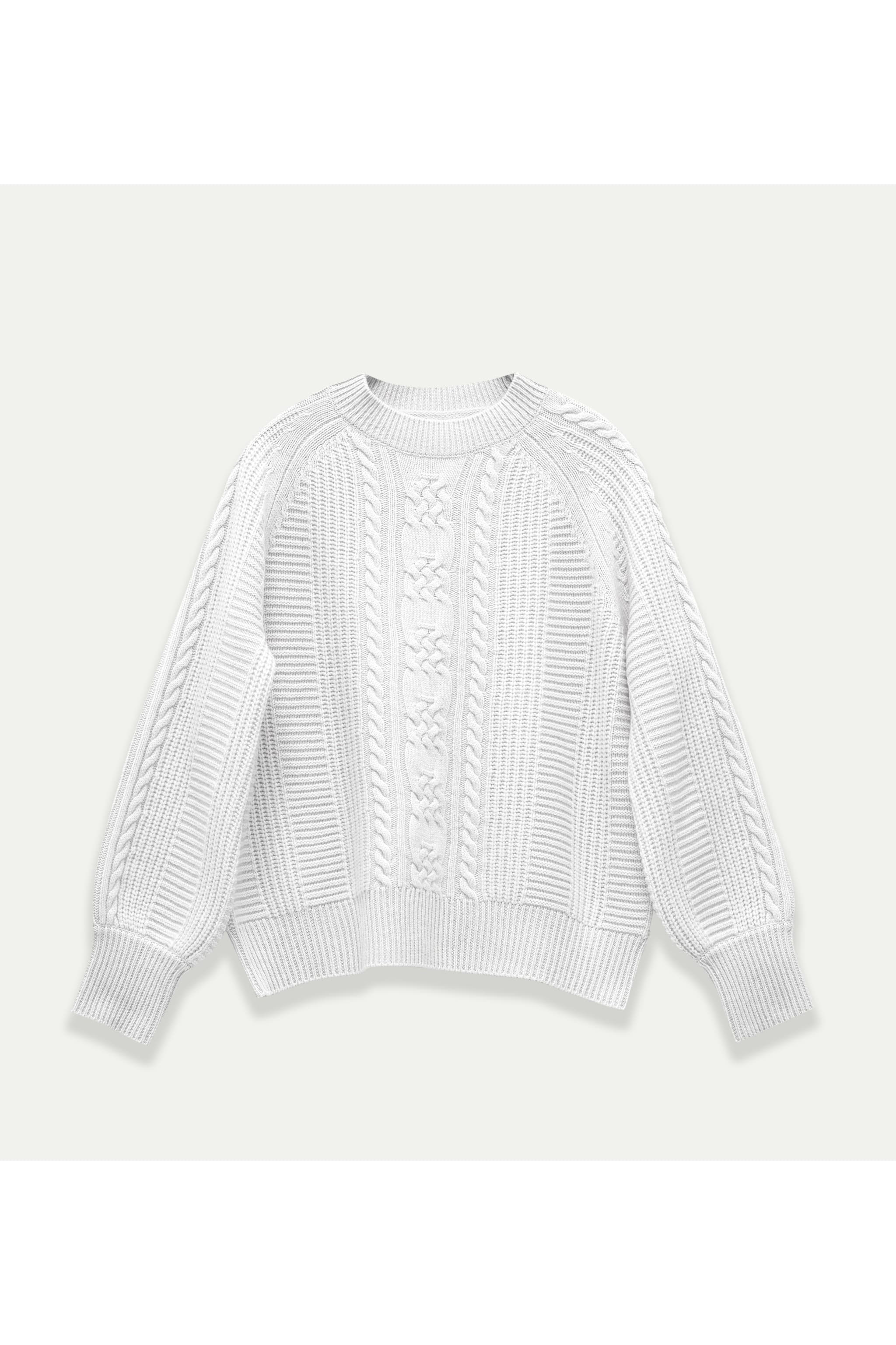 Caroline Sweater – 100% Wool Textured Cable Knit Crew