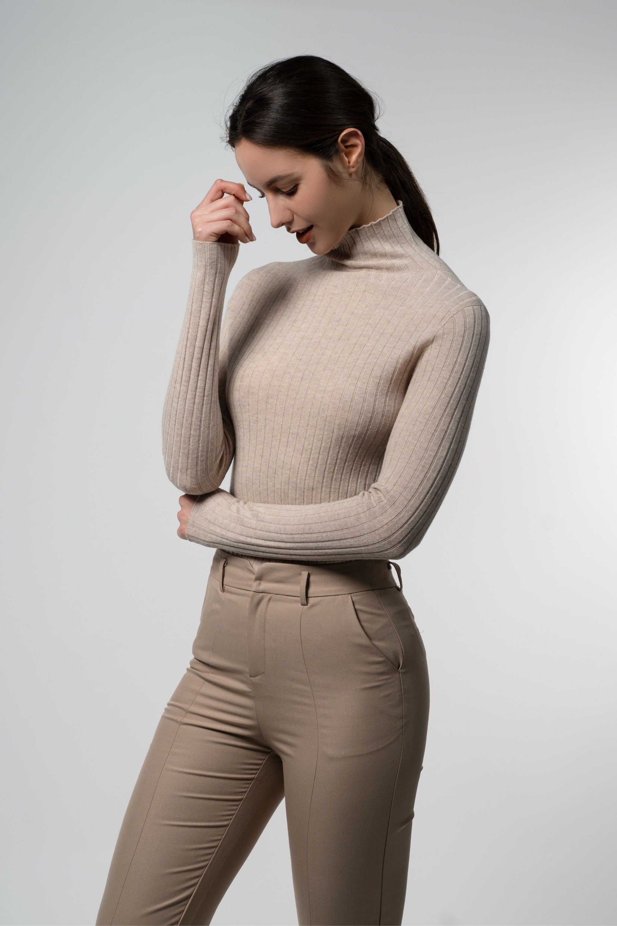 Tahlia Pullover – 100% Wool Super Soft Thick Rib High Neck Long Sleeve Pullover