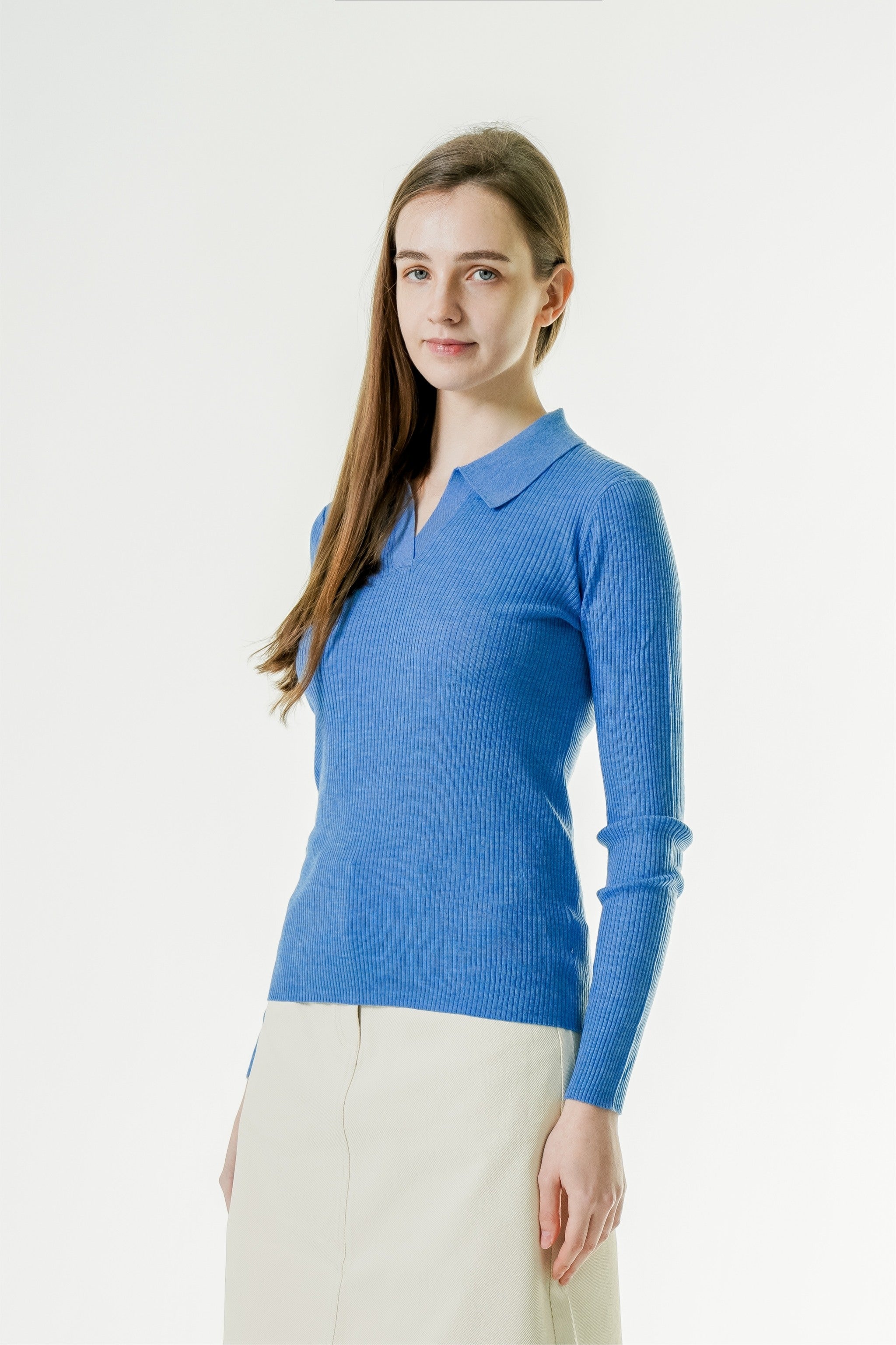 Merinosnug Ribbed Collared Long Sleeve Top – 100% Wool