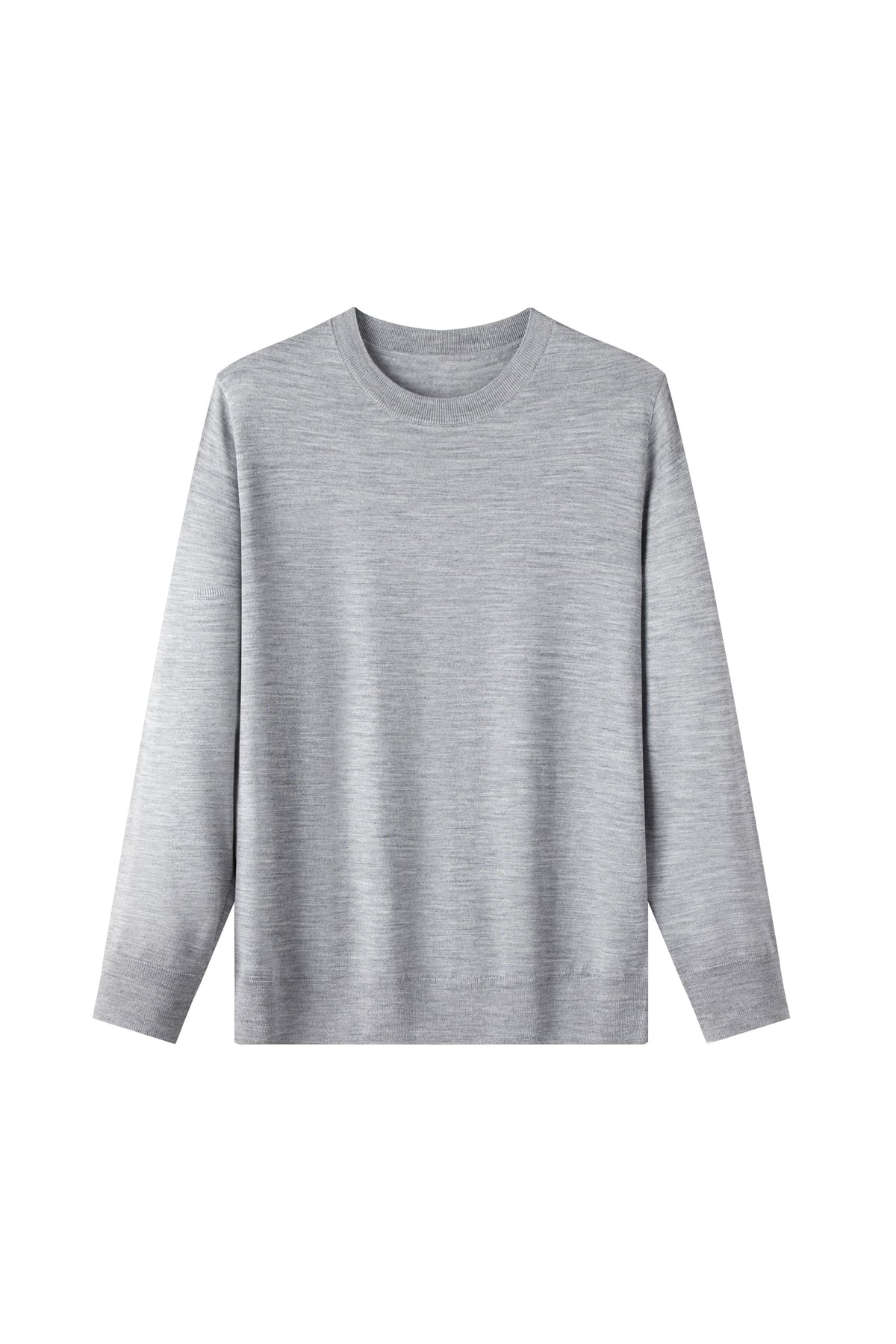 100% Fine Wool Long Sleeve Sweater – All-Season Essential Crewneck