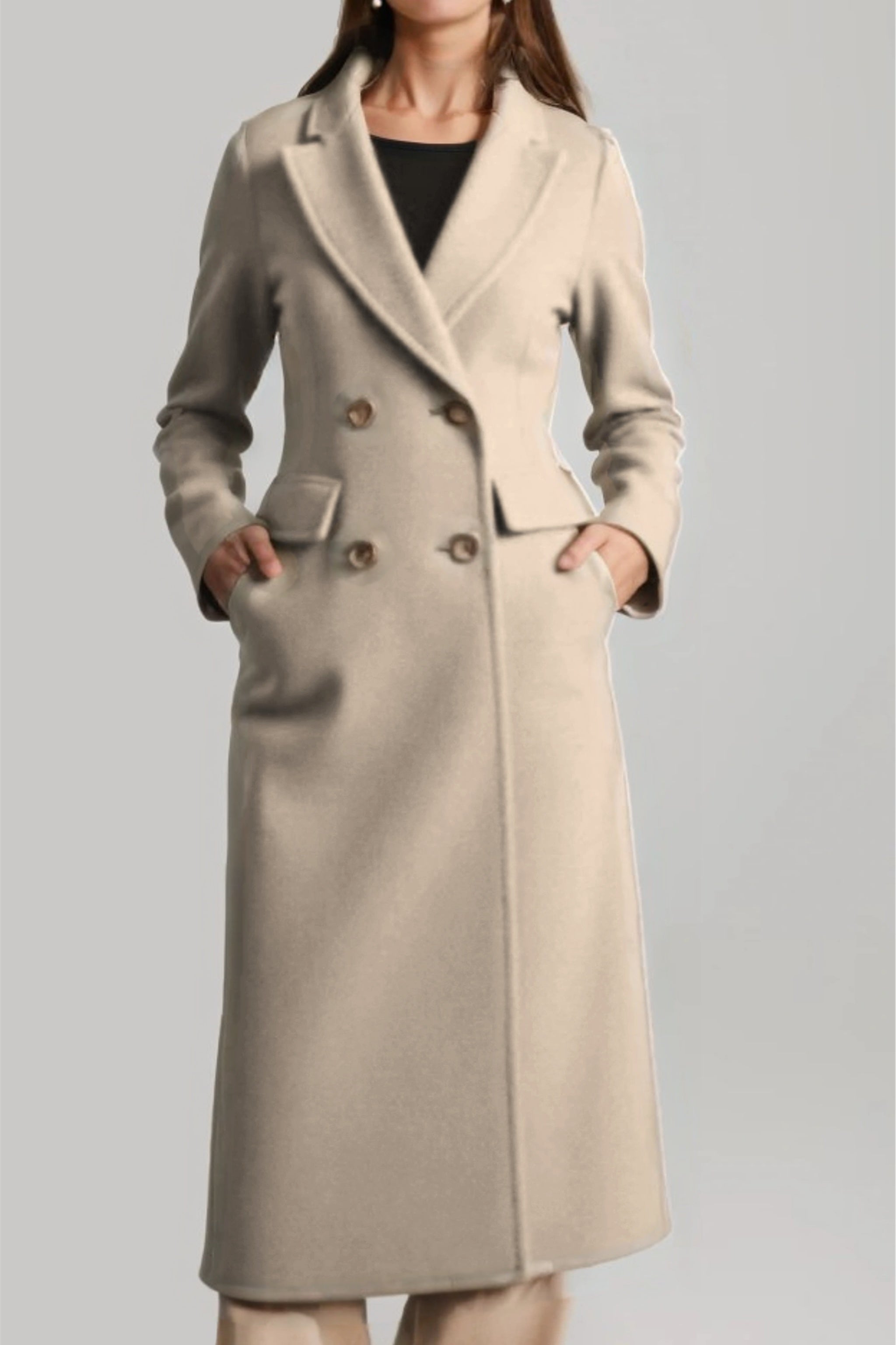 Merinosnug Women's Australian Wool Double-Breasted Long Coat