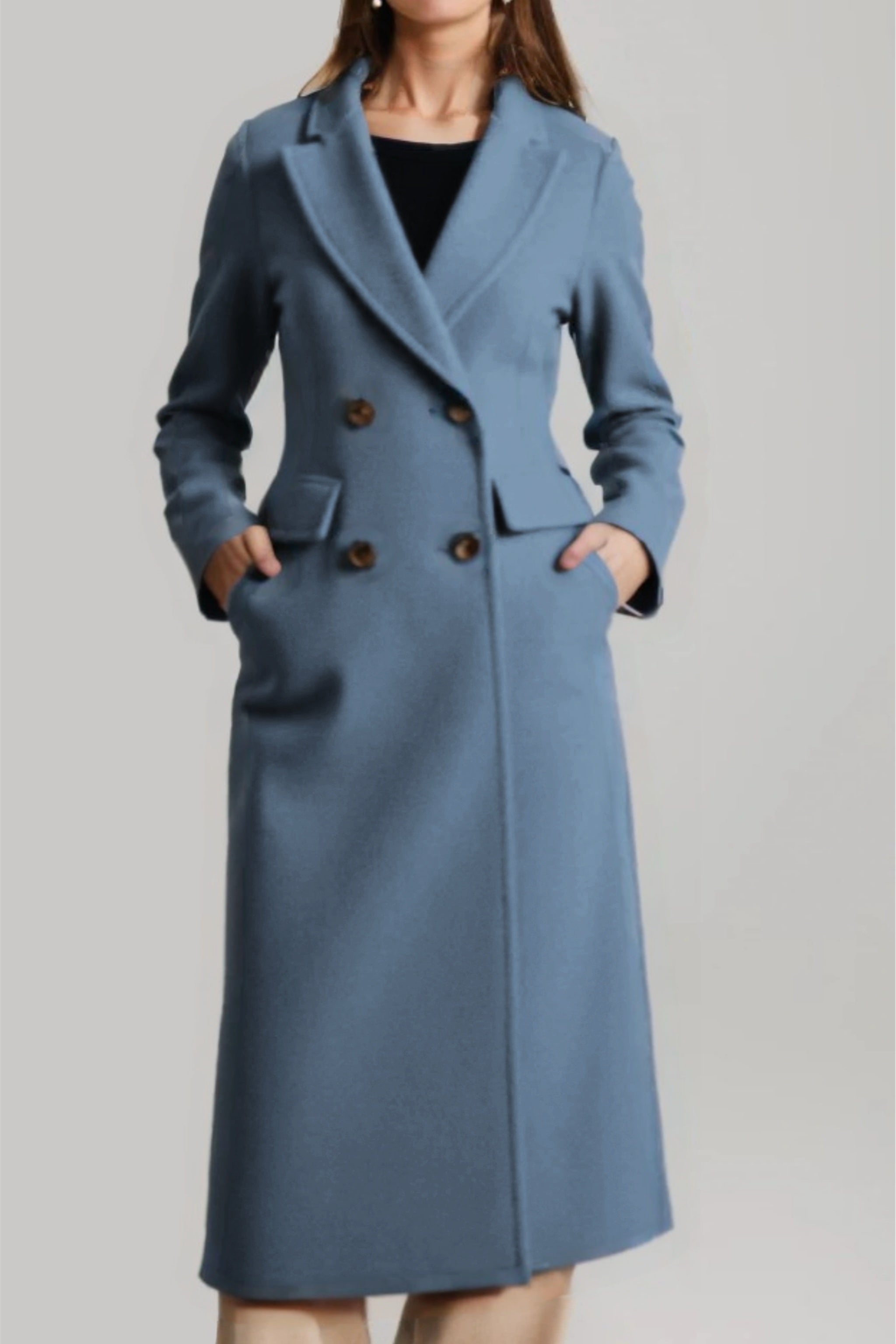 Merinosnug Women's Australian Wool Double-Breasted Long Coat