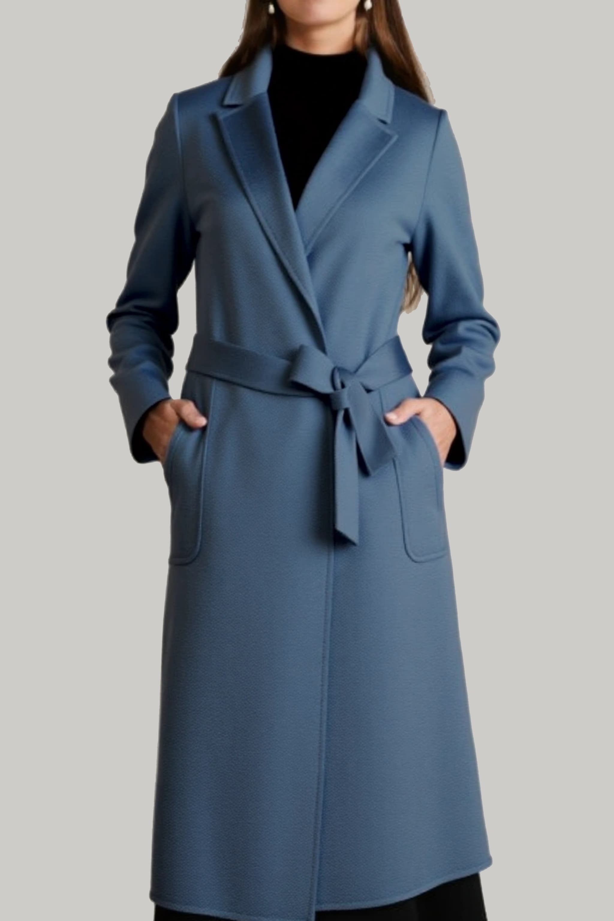 Women's Australian Wool Long Wrap Coat with Belt | Merinosnug