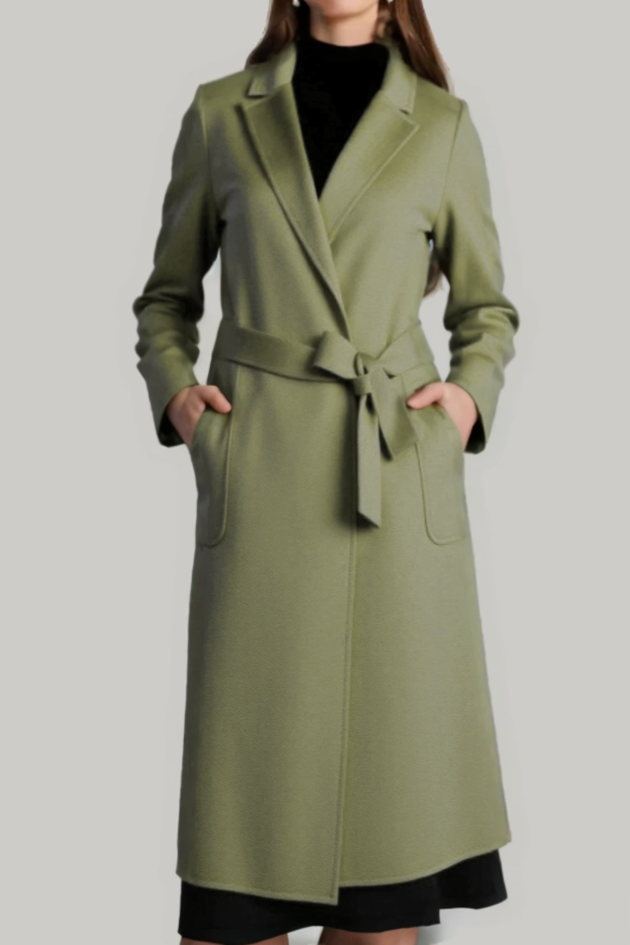 Women's Australian Wool Long Wrap Coat with Belt | Merinosnug