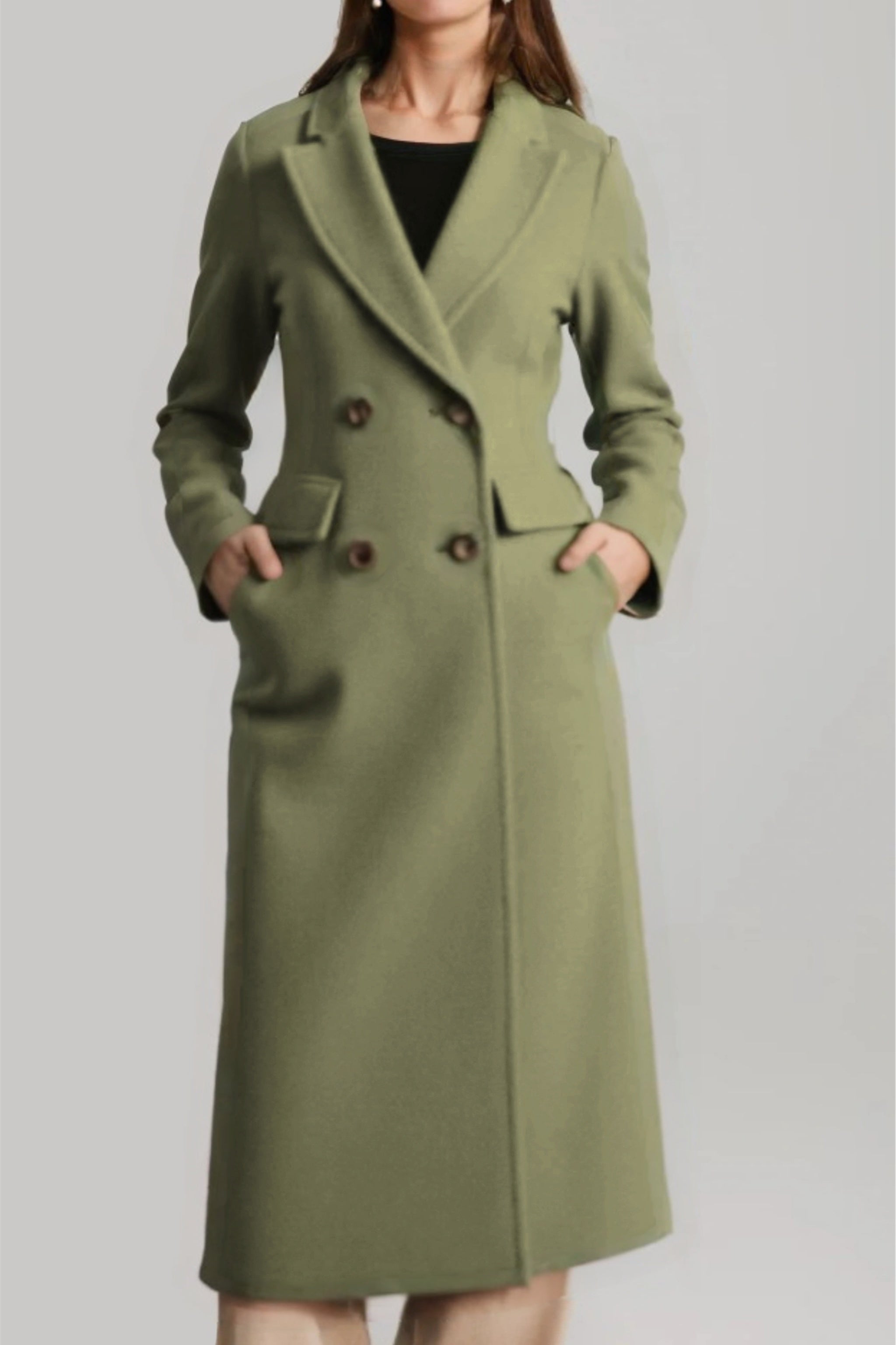 Merinosnug Women's Australian Wool Double-Breasted Long Coat