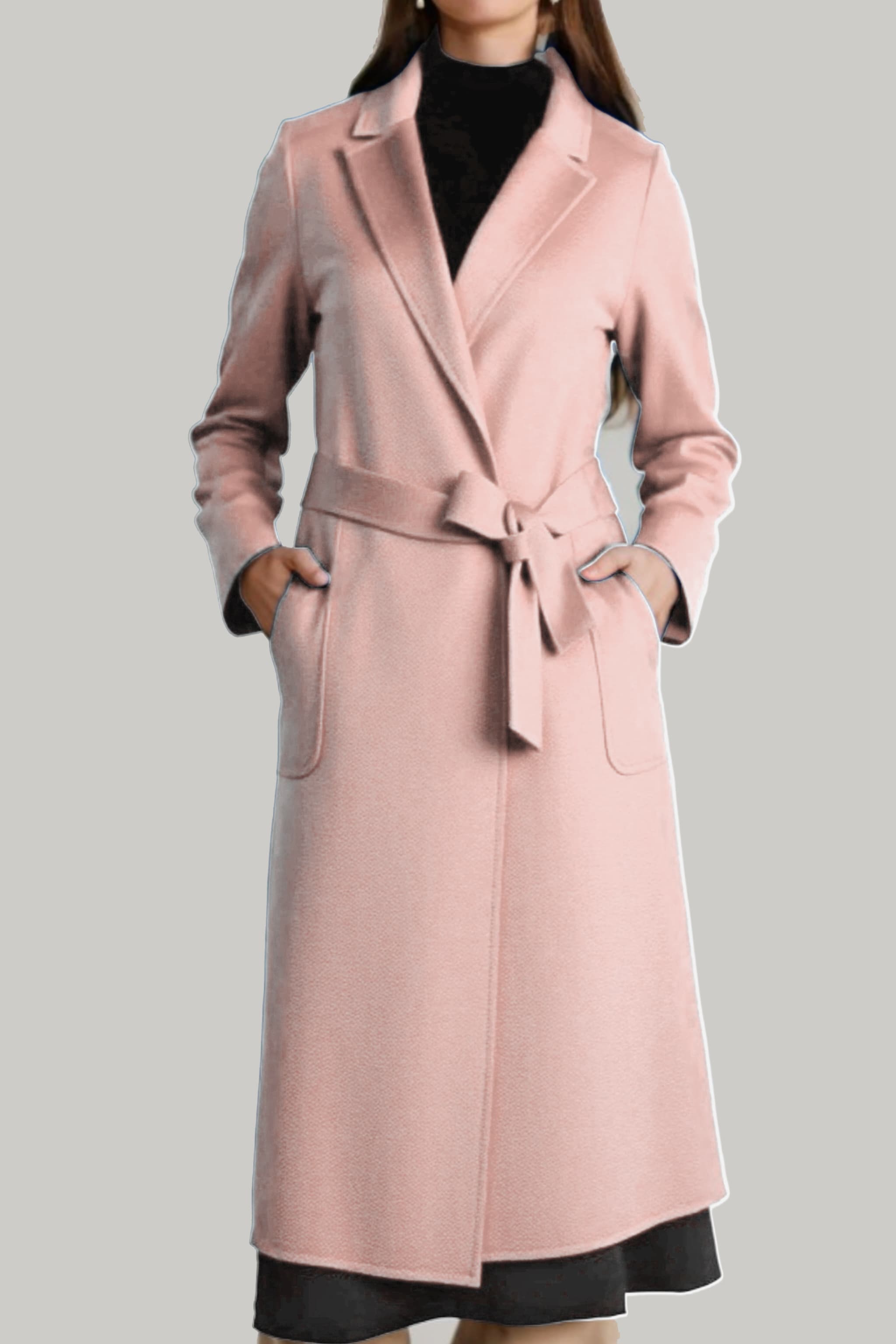 Women's Australian Wool Long Wrap Coat with Belt | Merinosnug