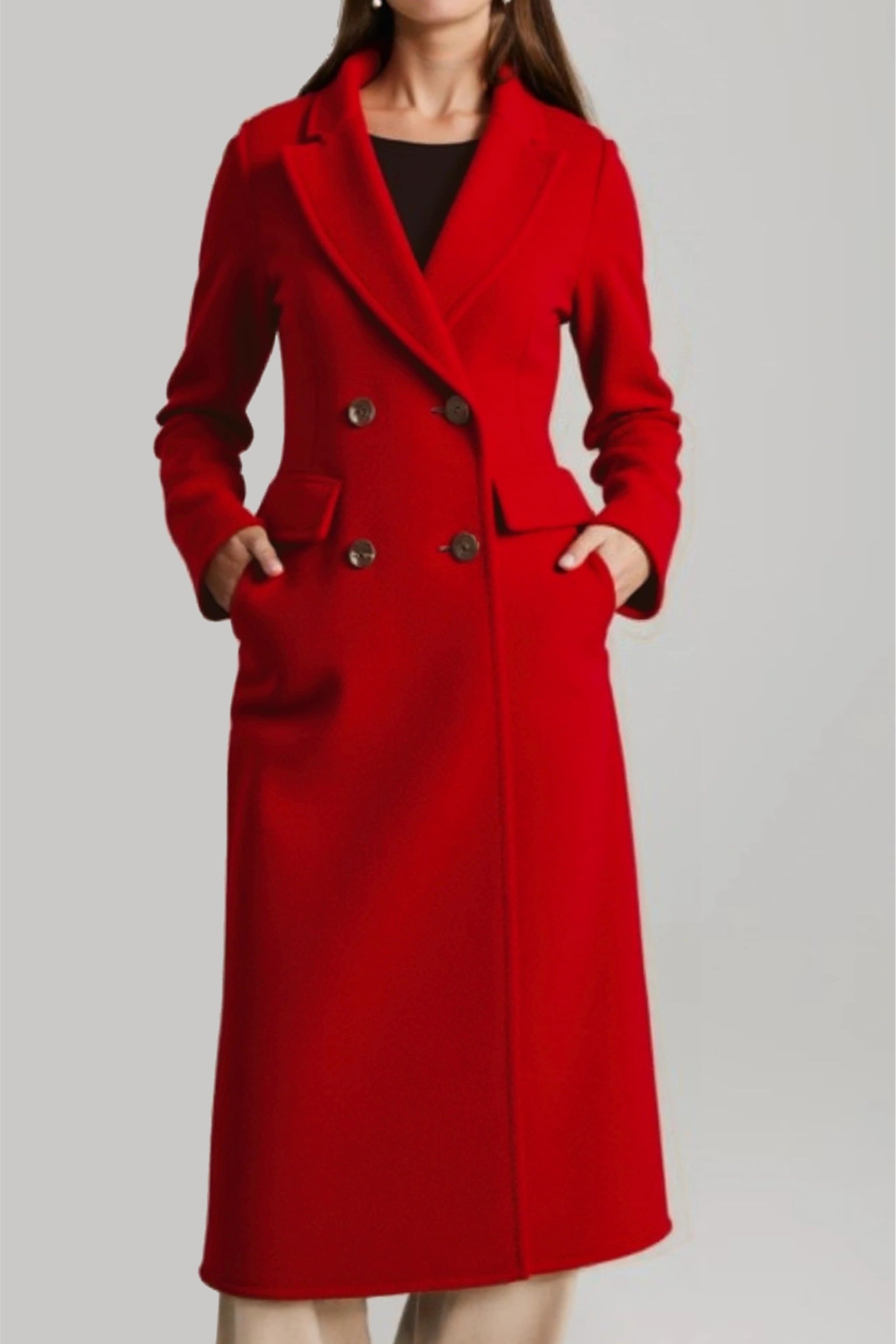 Merinosnug Women's Australian Wool Double-Breasted Long Coat