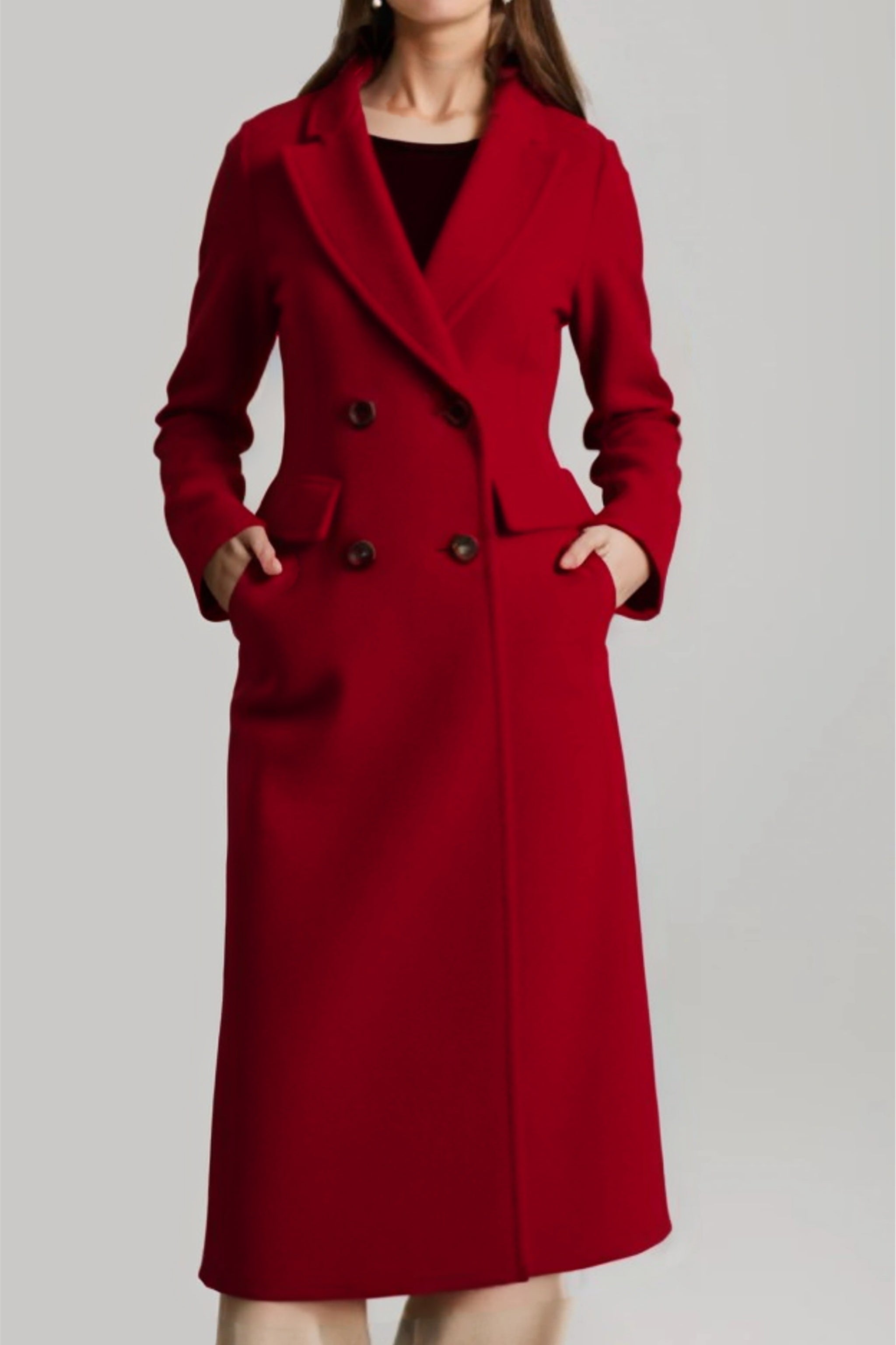Merinosnug Women's Australian Wool Double-Breasted Long Coat