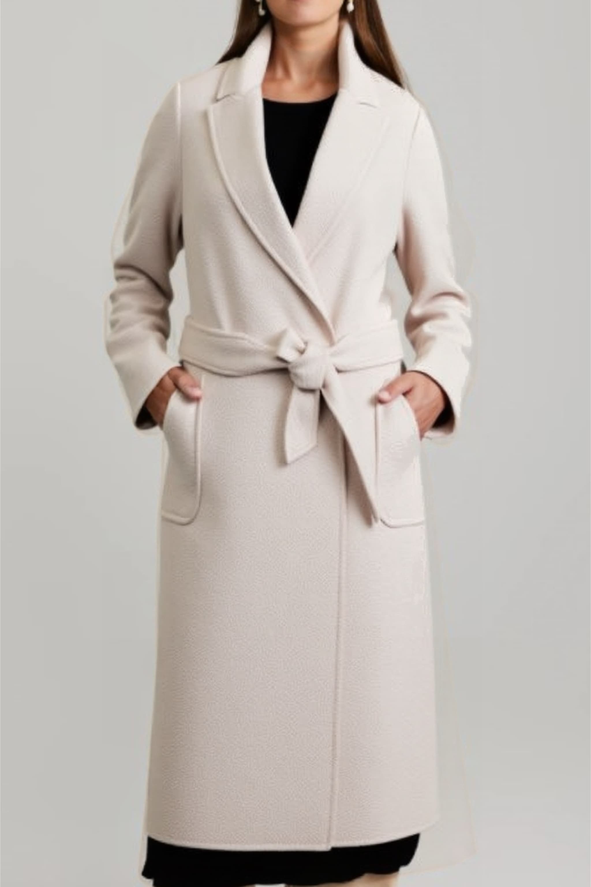 Women's Australian Wool Long Wrap Coat with Belt | Merinosnug