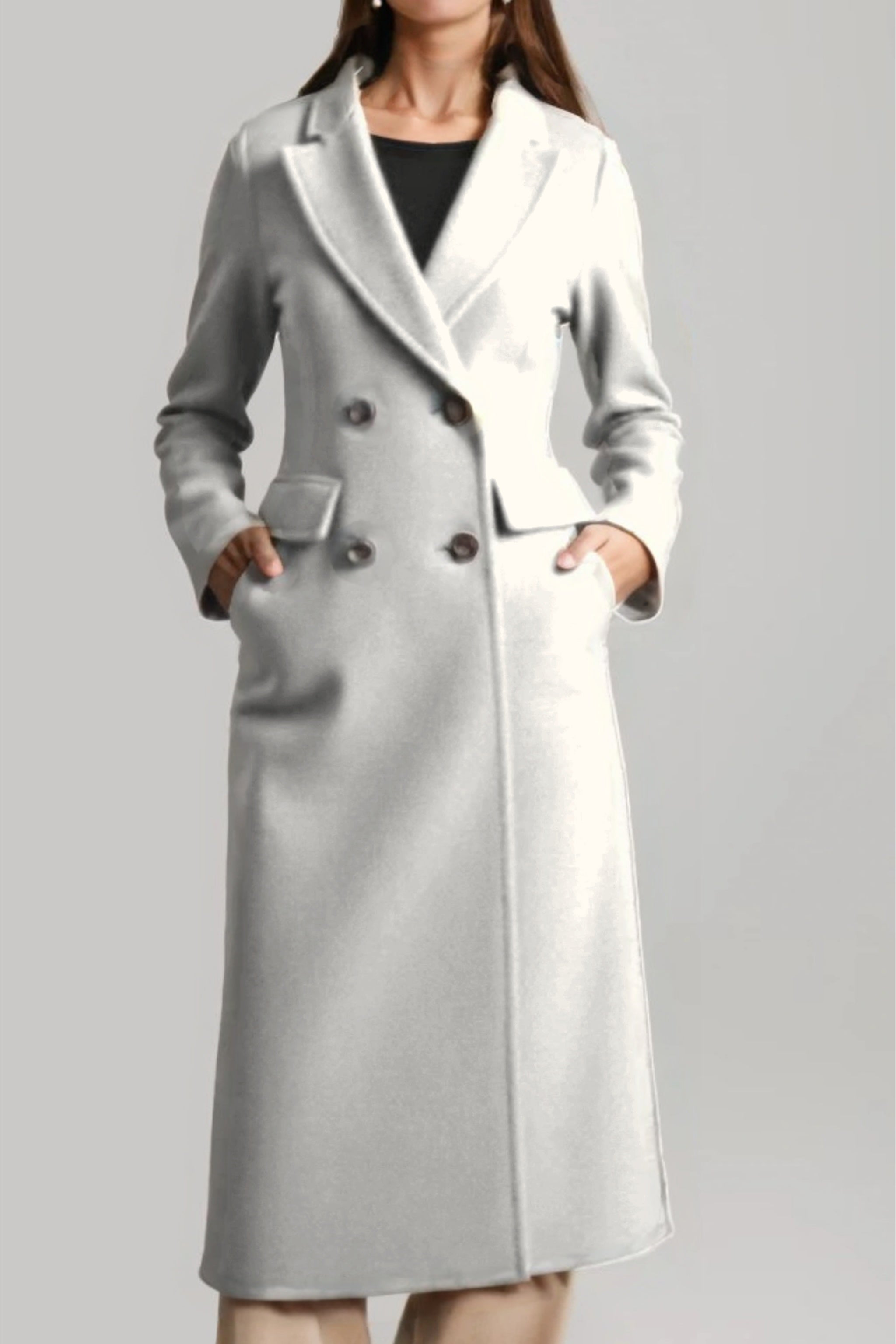 Merinosnug Women's Australian Wool Double-Breasted Long Coat