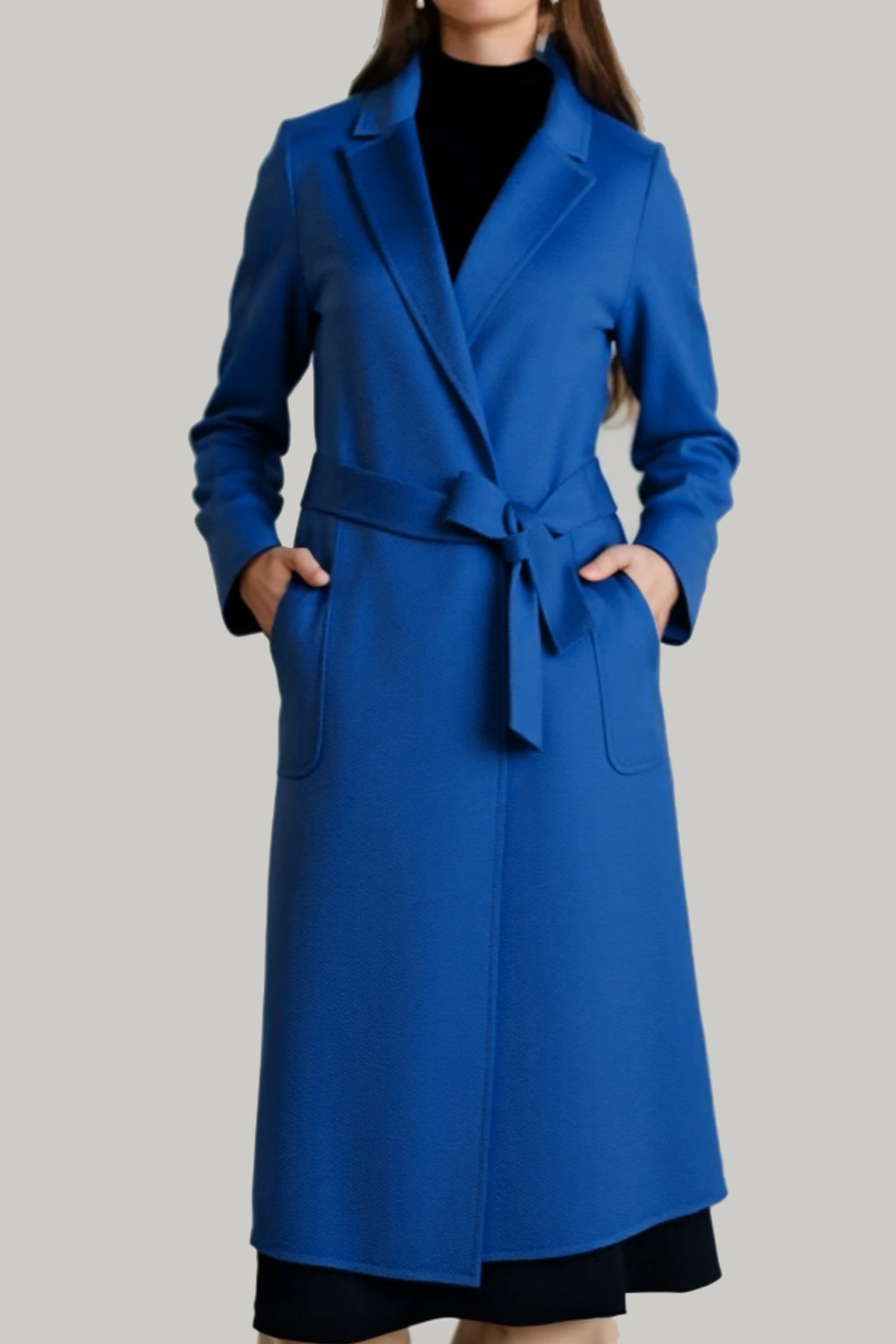 Women's Australian Wool Long Wrap Coat with Belt | Merinosnug