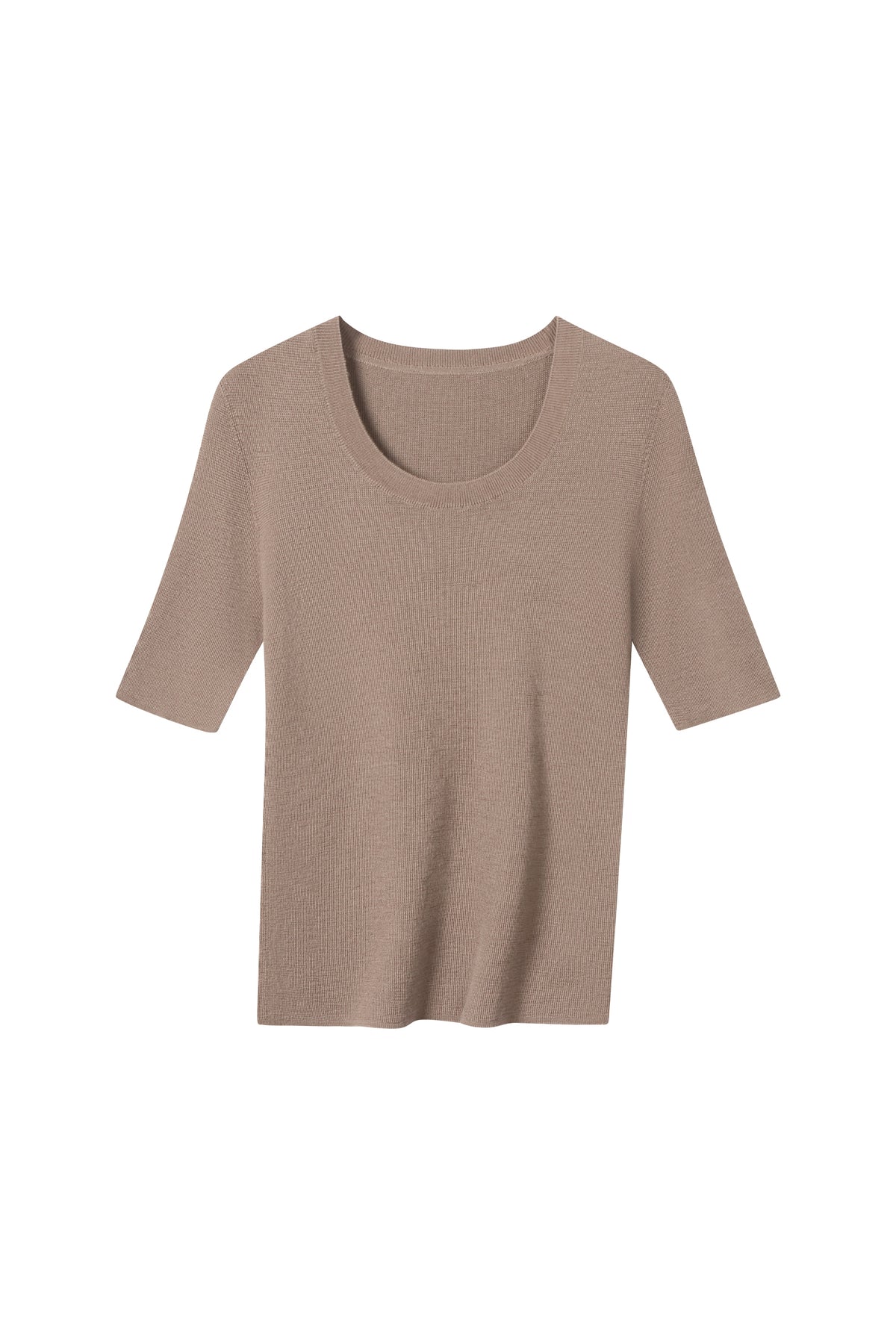 Women's 100% Fine Wool Scoop Neck Half Sleeve Sweater