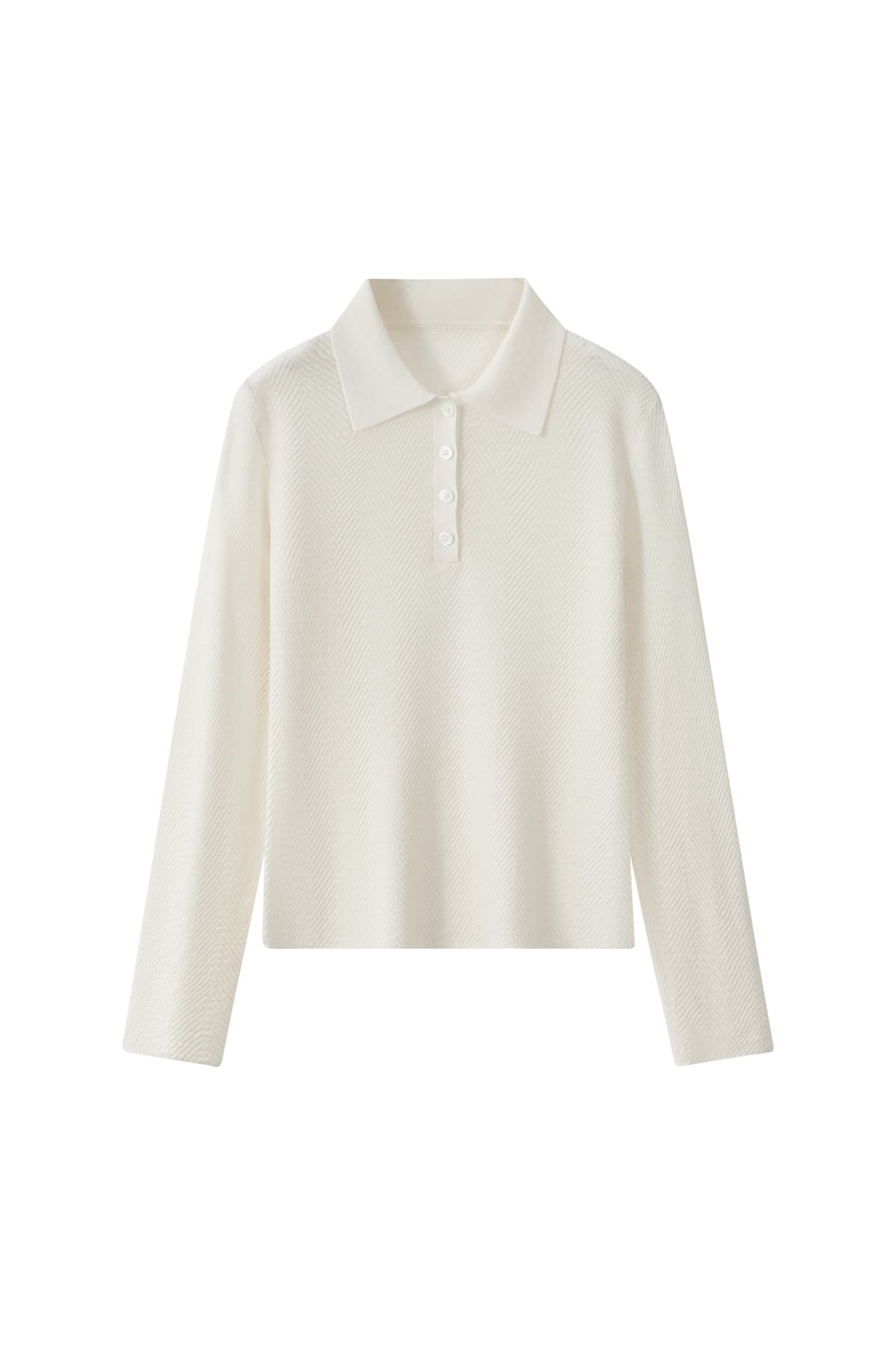 Women's 100% Fine Wool Long Sleeve Polo Sweater