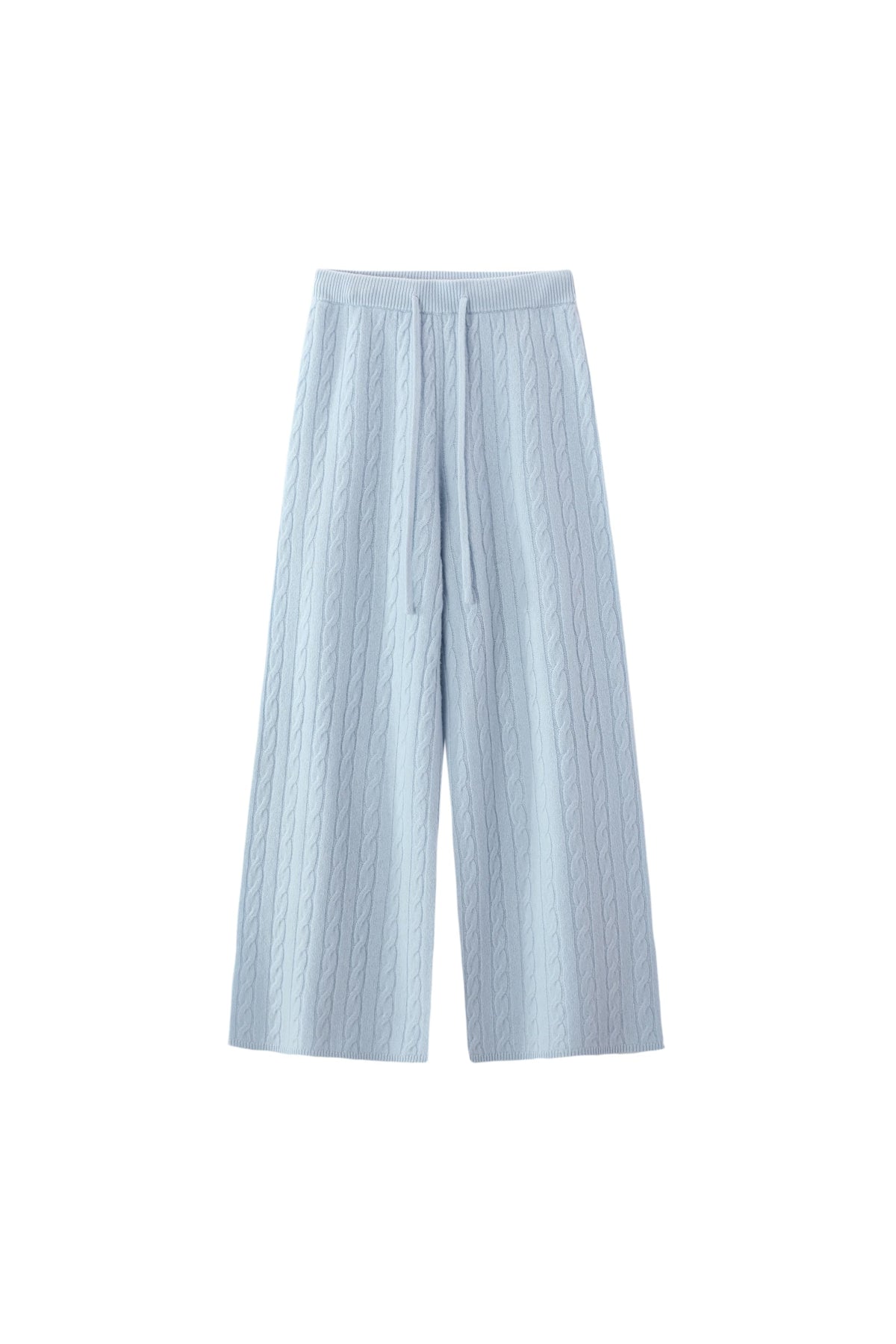 Women's 100% Fine Wool Cable Knit Wide Leg Trousers