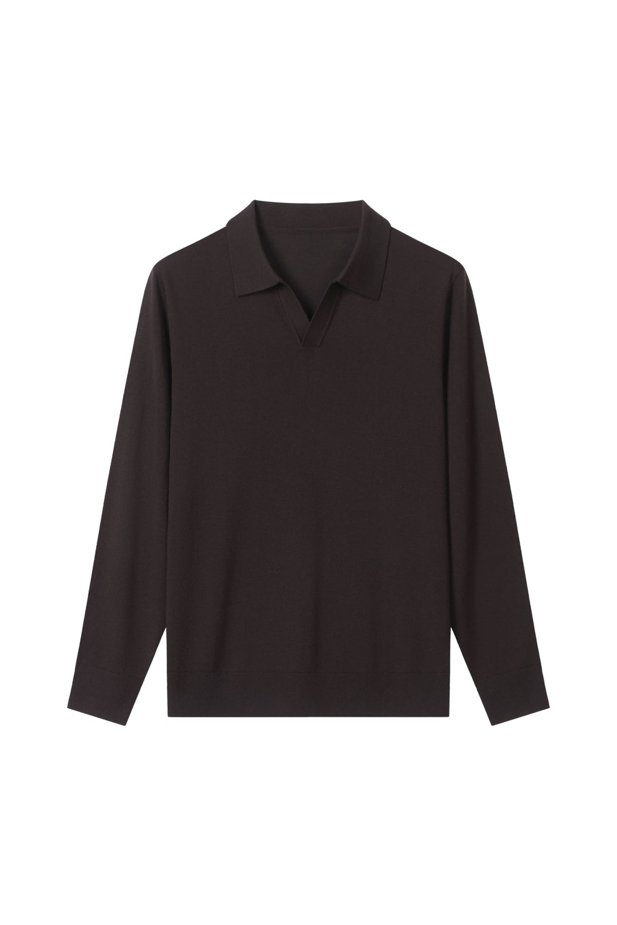 100% Fine Wool Long Sleeve Knit Polo – All-Season Essential
