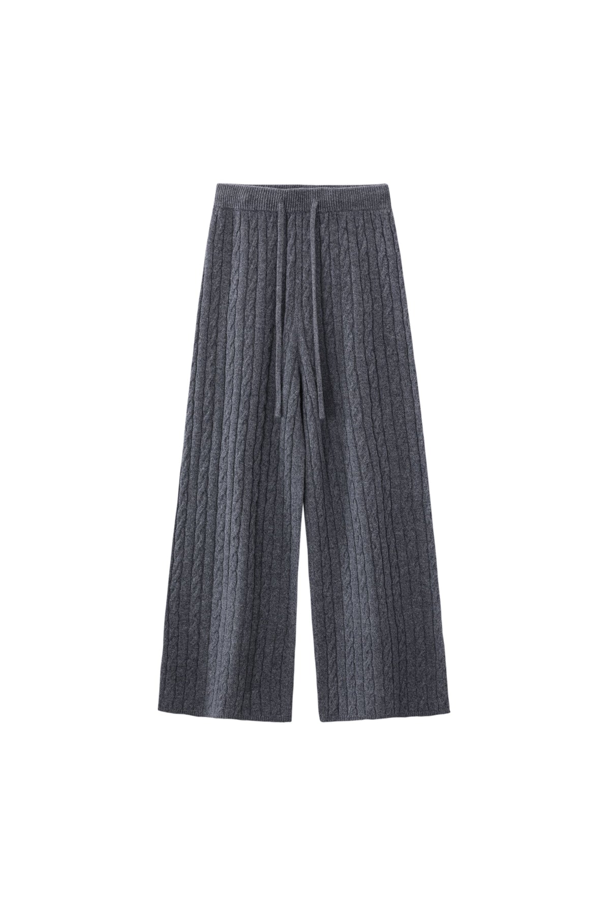 Women's 100% Fine Wool Cable Knit Wide Leg Trousers