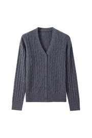 Women's 100% Fine Wool V-Neck Button-Up Cardigan