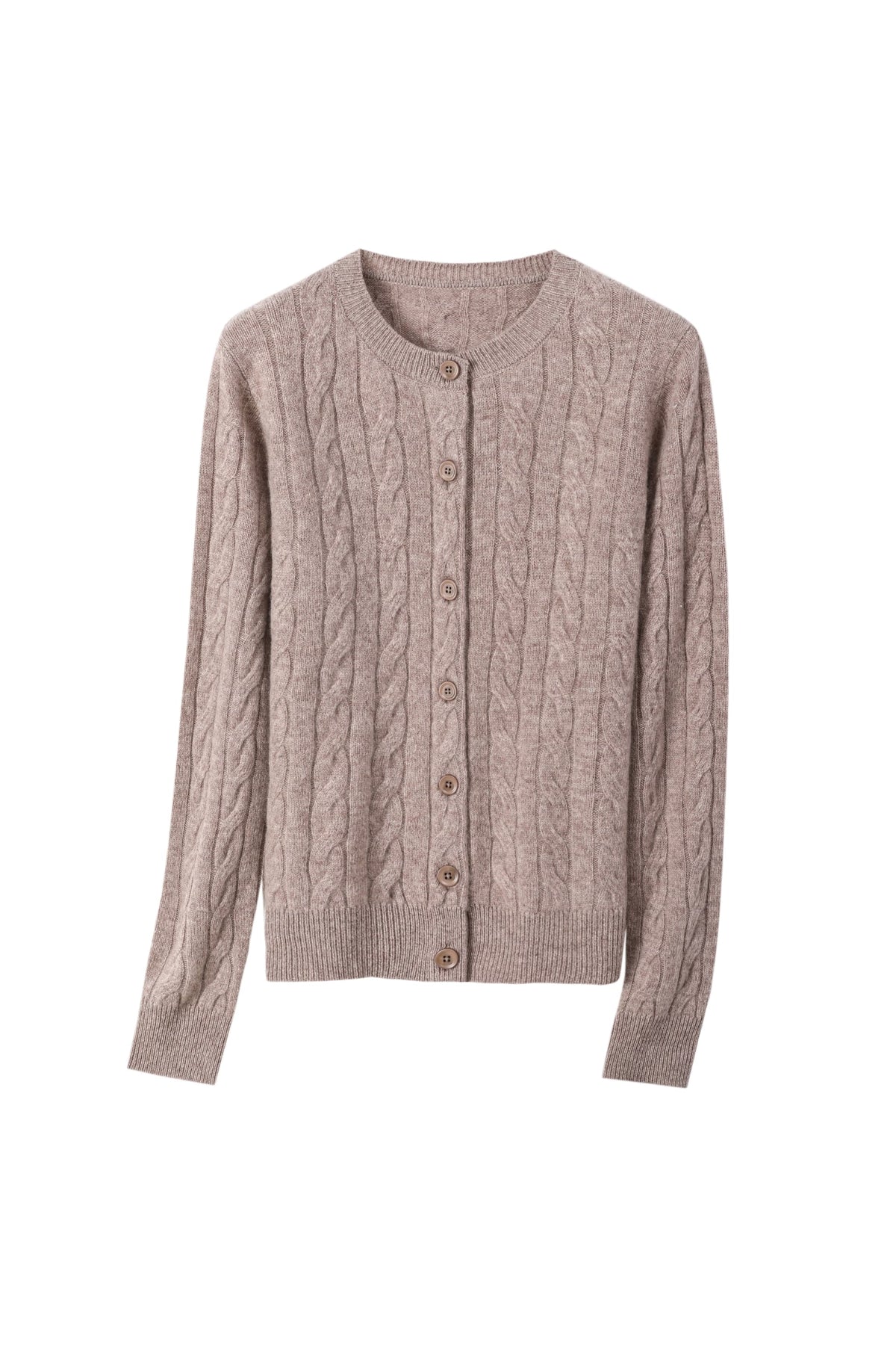 Women's 100% Fine Wool Cable Knit Button-Up Cardigan