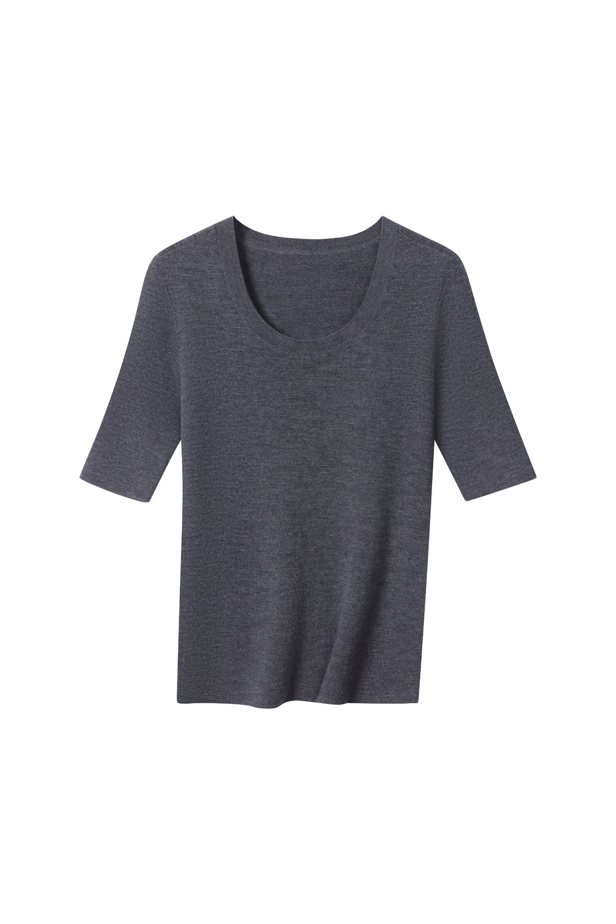 Women's 100% Fine Wool Scoop Neck Half Sleeve Sweater