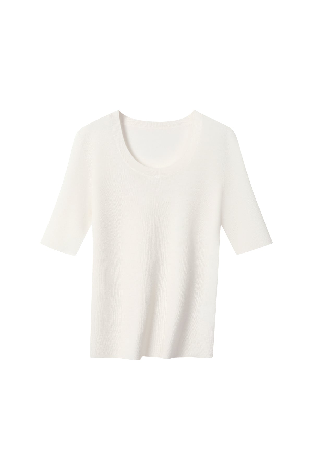 Women's 100% Fine Wool Scoop Neck Half Sleeve Sweater