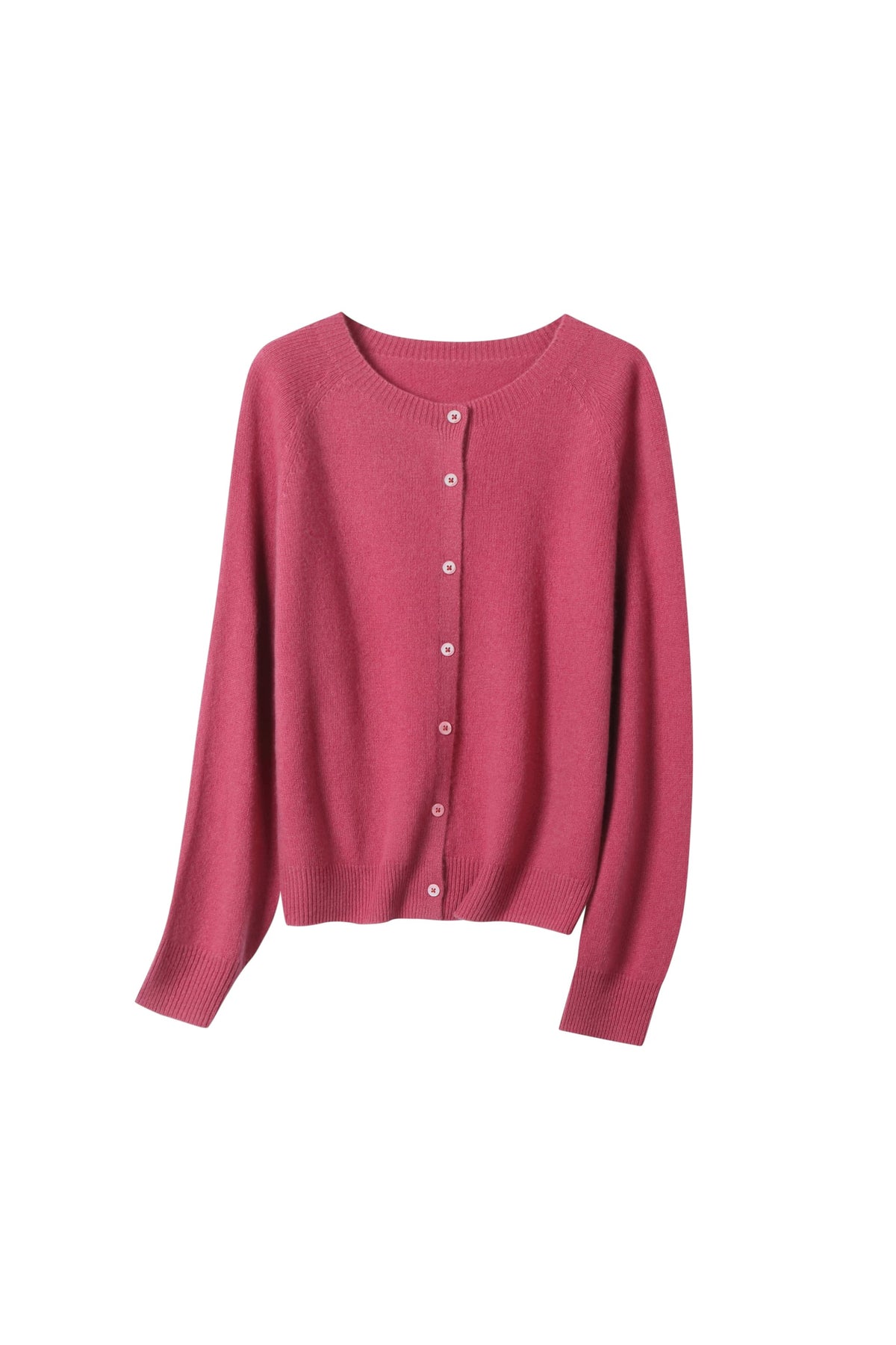 Women's 100% Fine Wool Crewneck Knit Cardigan