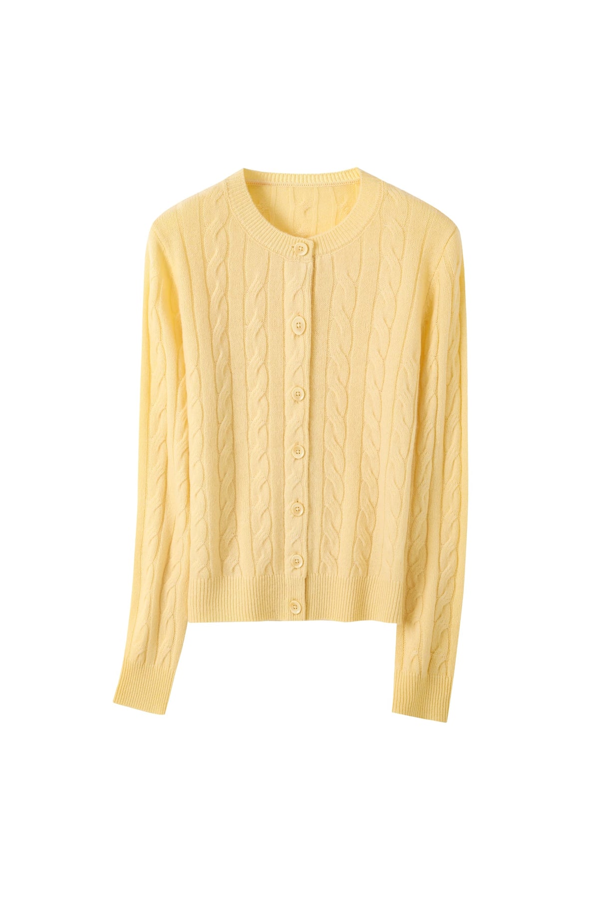 Women's 100% Fine Wool Cable Knit Button-Up Cardigan