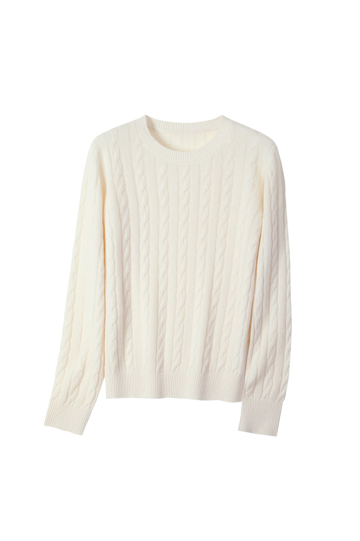 Women's 100% Fine Wool Cable Knit Pullover Sweater
