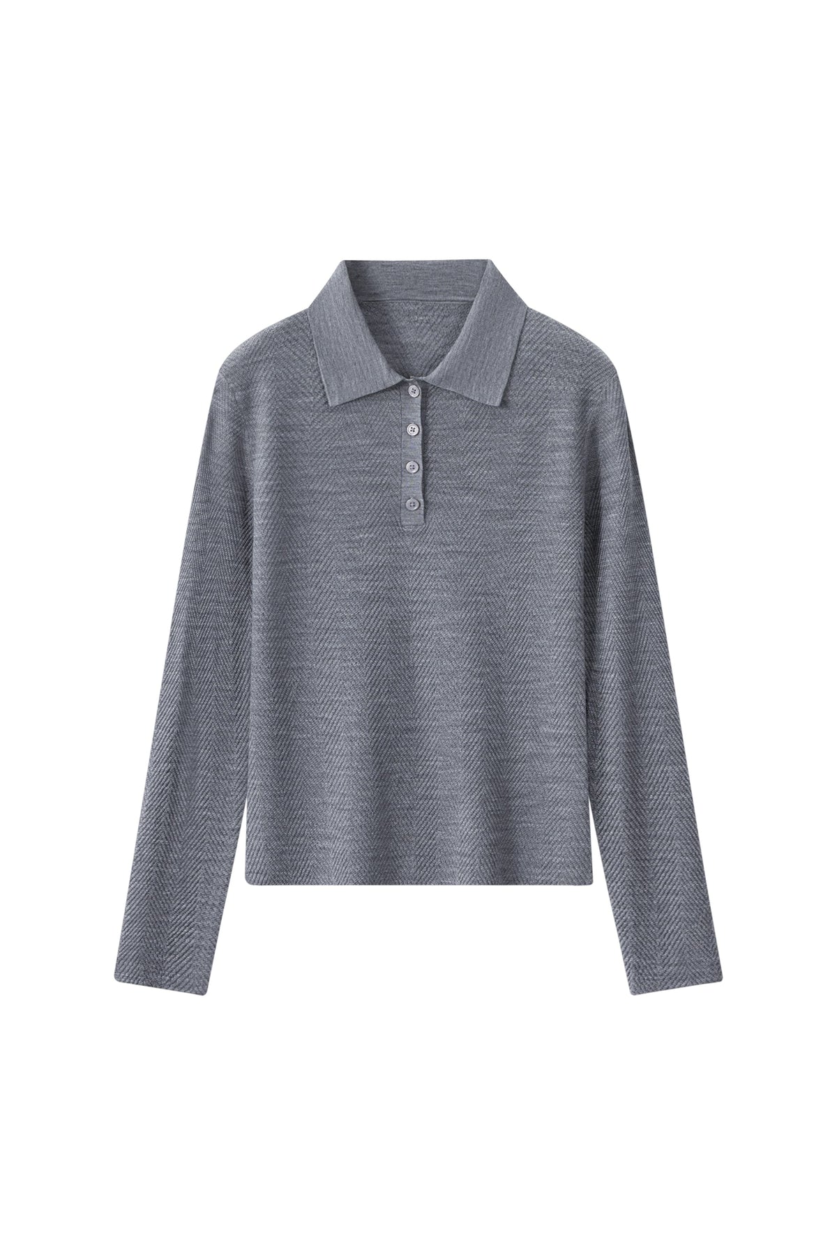 Women's 100% Fine Wool Long Sleeve Polo Sweater