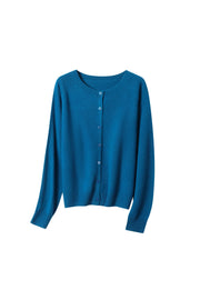 Women's 100% Fine Wool Crewneck Knit Cardigan