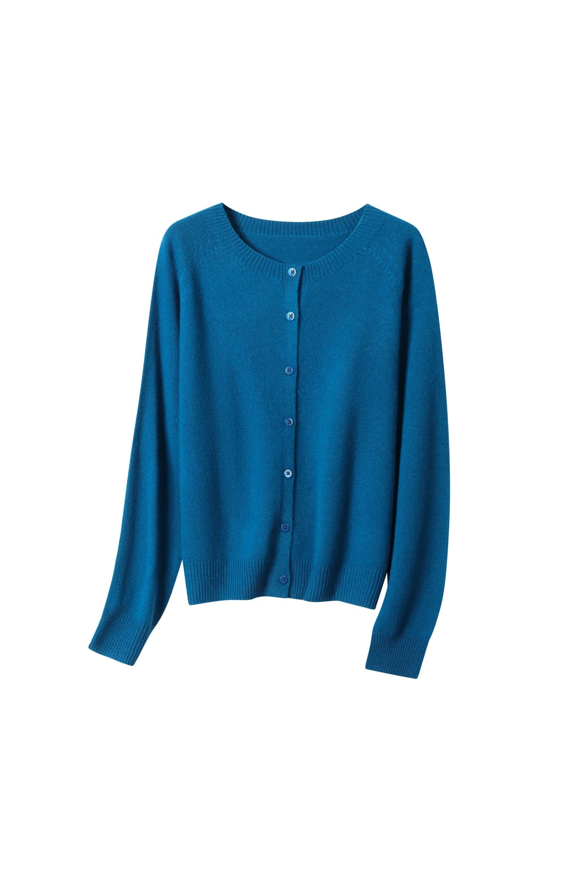 Women's 100% Fine Wool Crewneck Knit Cardigan