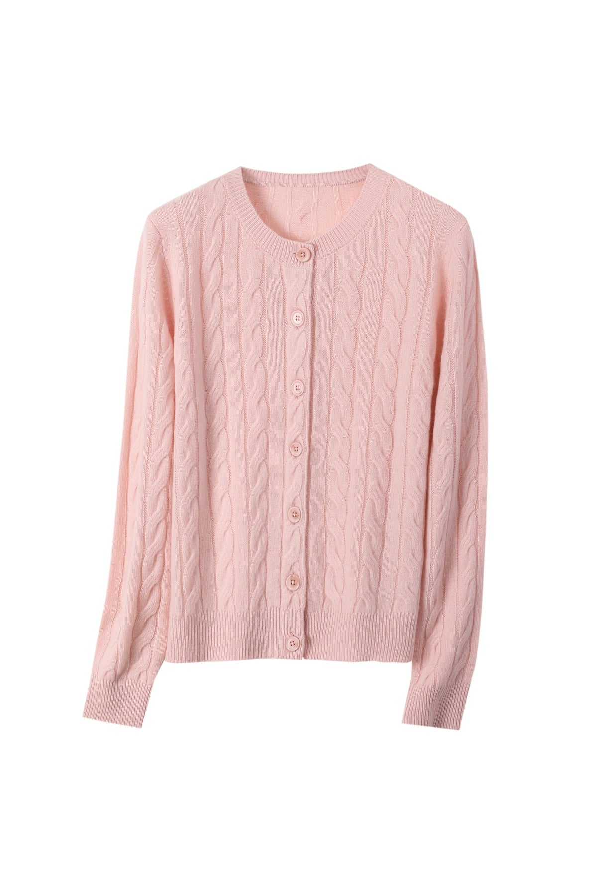 Women's 100% Fine Wool Cable Knit Button-Up Cardigan